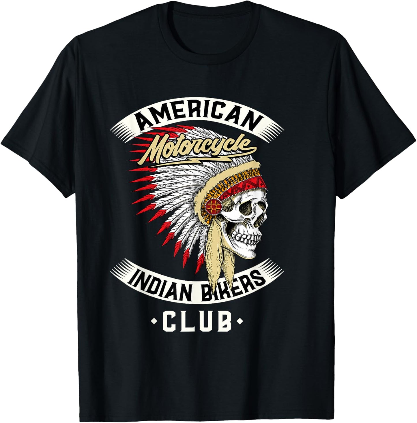 American Motorcycle Indian Bikers Club - Chopper Biker T-Shirt - T-Shirt | Black