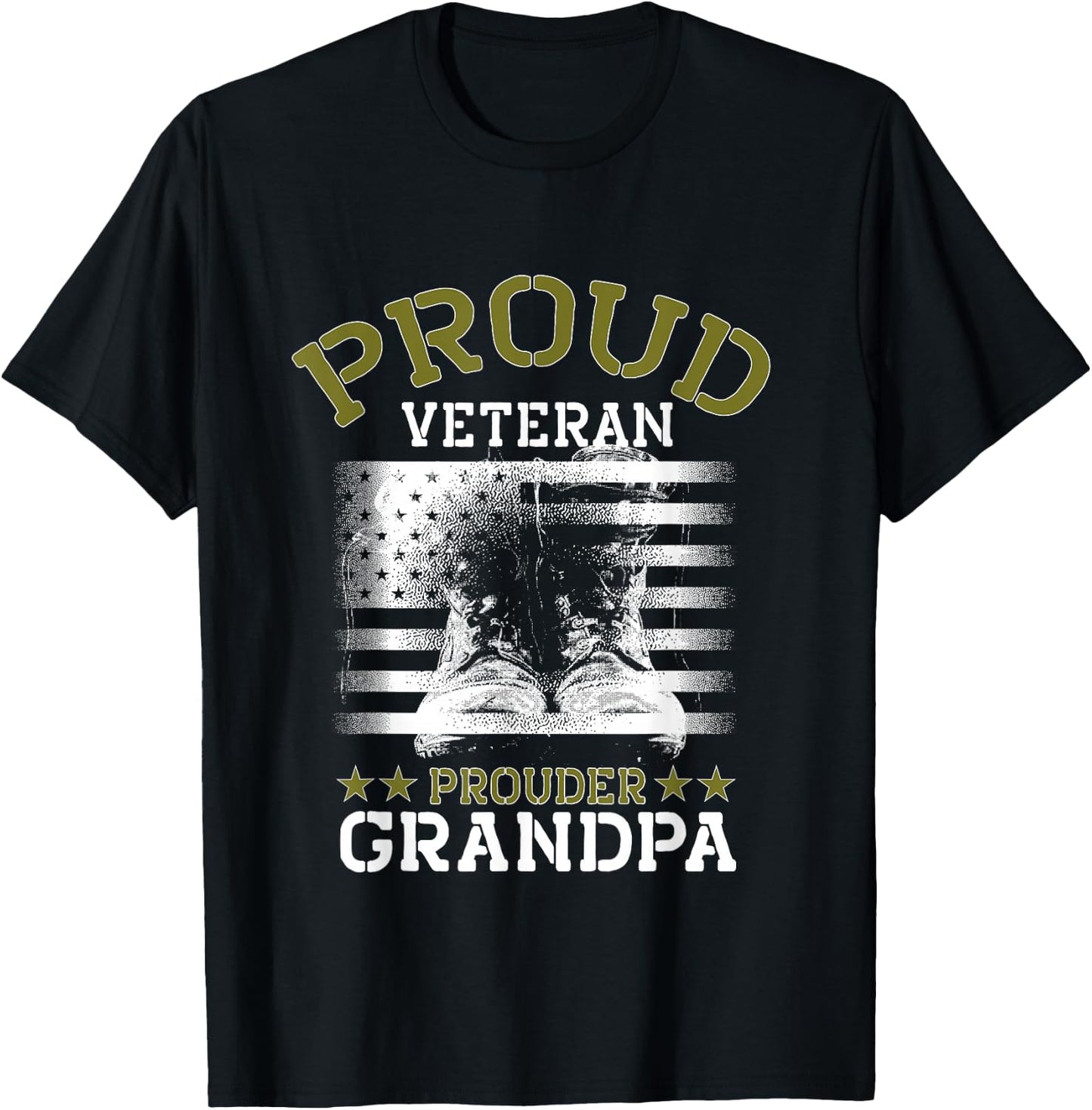 Grandpa Proud Veteran - Grandpa Veteran Grandfather Gift T-Shirt - T-Shirt | Black