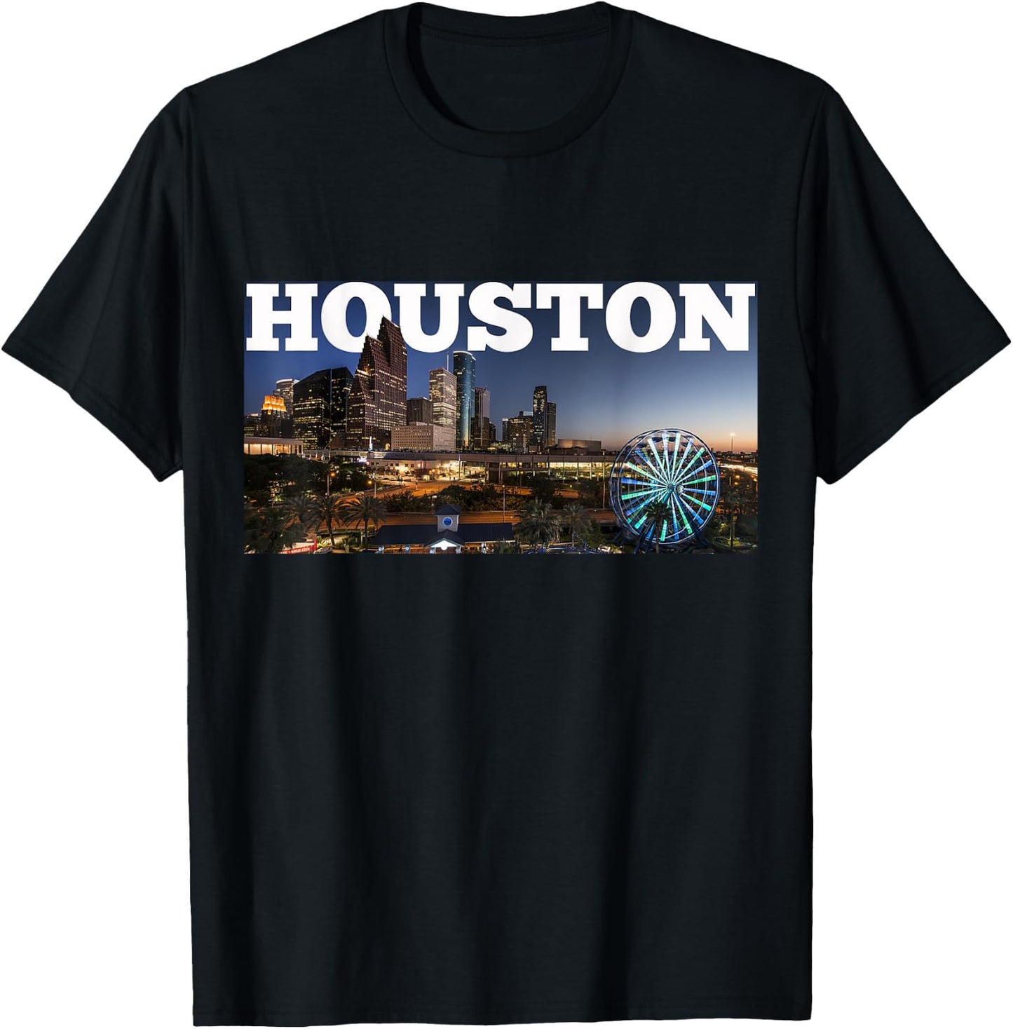 Houston City Skyline - Downtown Cityscape Photo Souvenir T-Shirt - T-Shirt | Black