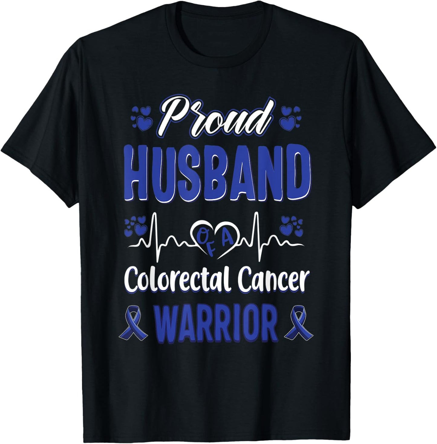 proud Husband colorectal colon cancer warrior awareness T-Shirt - T-Shirt | Black