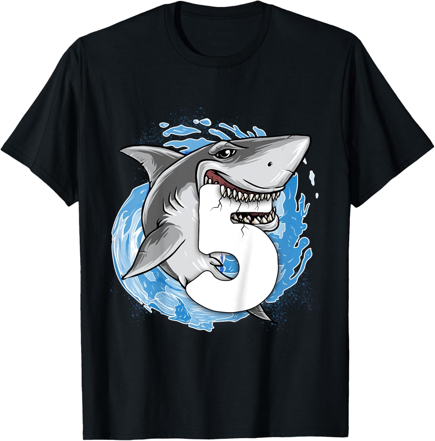 Kids Shark 5th Birthday Boy 5 year old Shark Theme Party 5 Shark T-Shirt - T-Shirt | Black