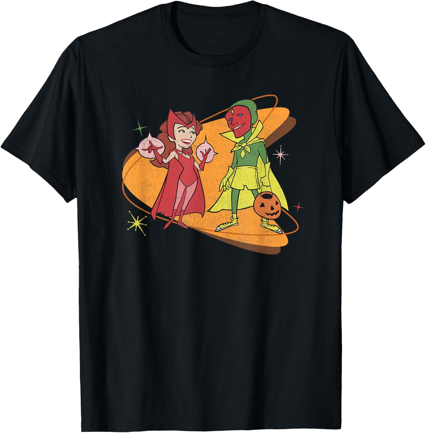 Marvel WandaVision Scarlet Witch & Vision Retro 50s T-Shirt - T-Shirt | Black