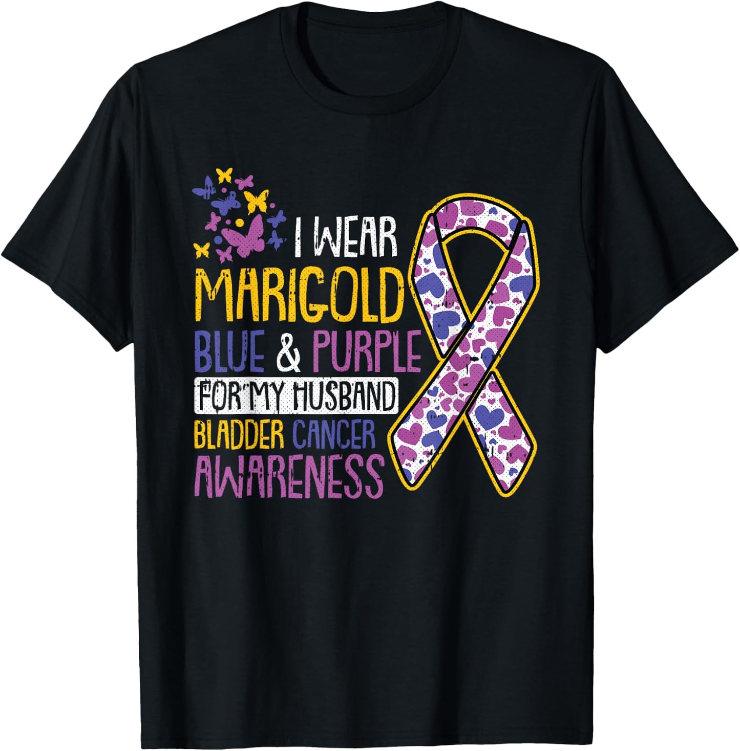 For My Husband Bladder Cancer Awareness Ribbon Warrior Dad T-Shirt - T-Shirt | Black