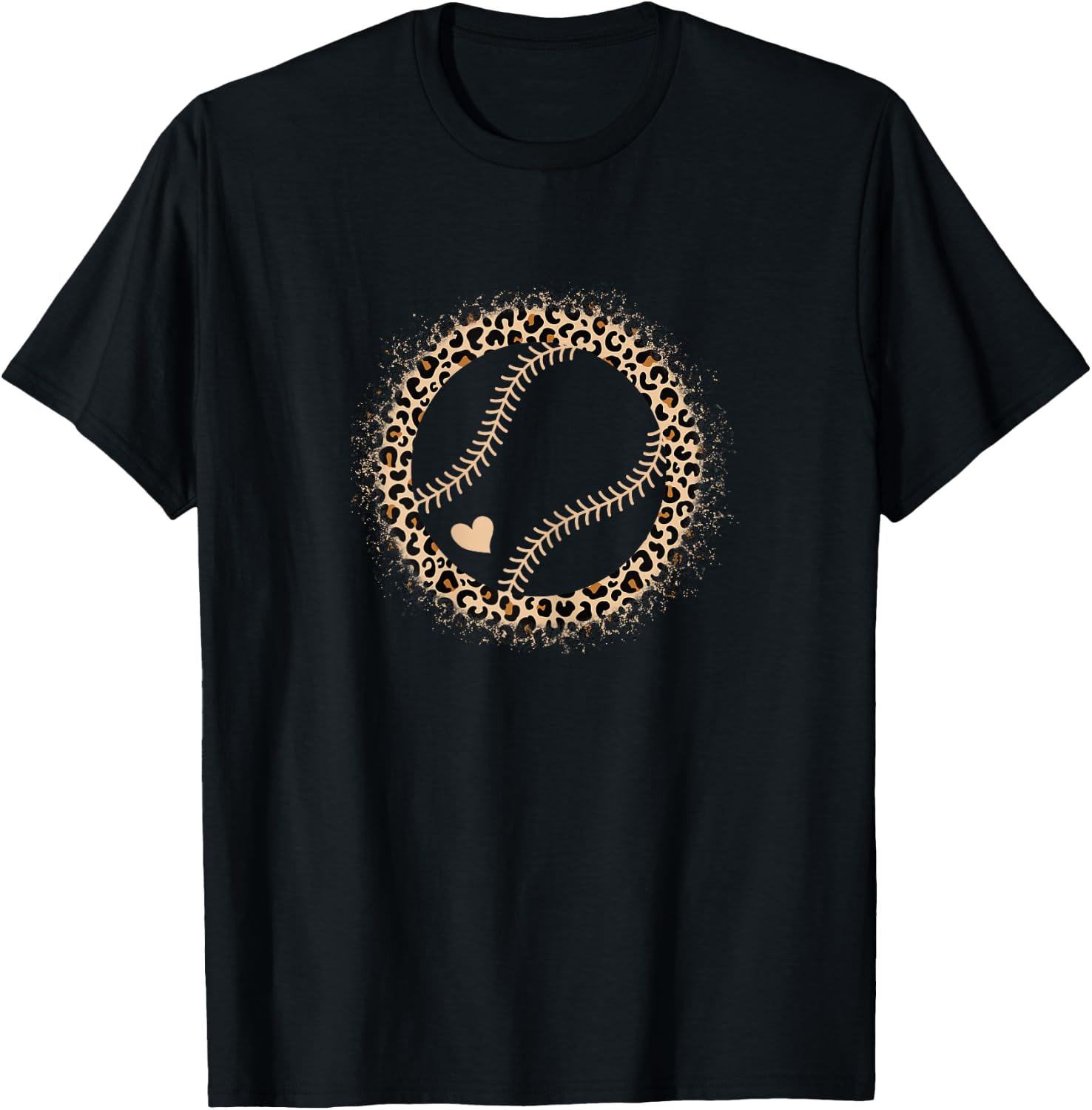 Cute Softball Leopard Print Women Girls Softball Player T-Shirt - T-Shirt | Black
