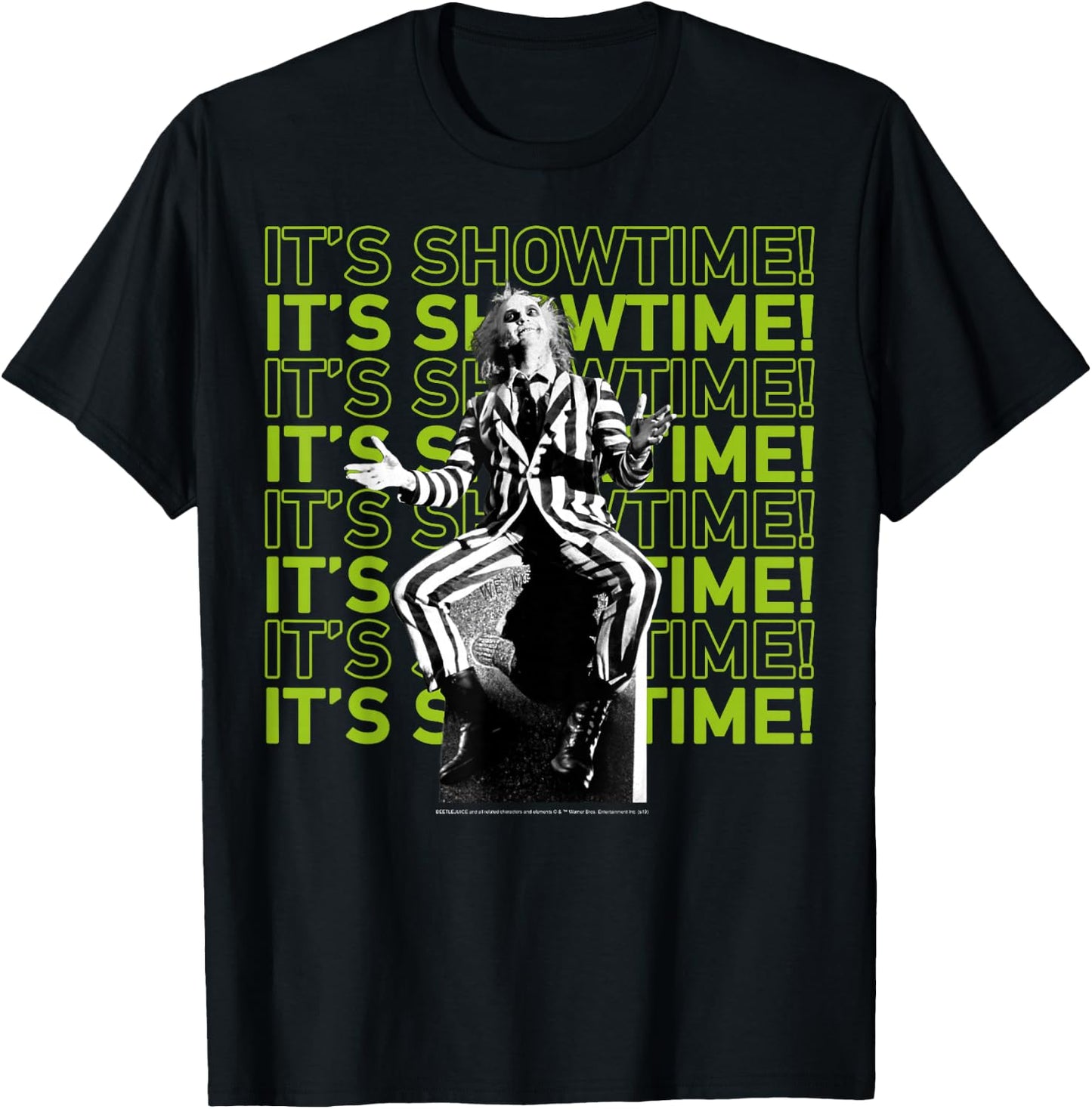 Beetlejuice It's Showtime Text Stack T-Shirt - T-Shirt | Black
