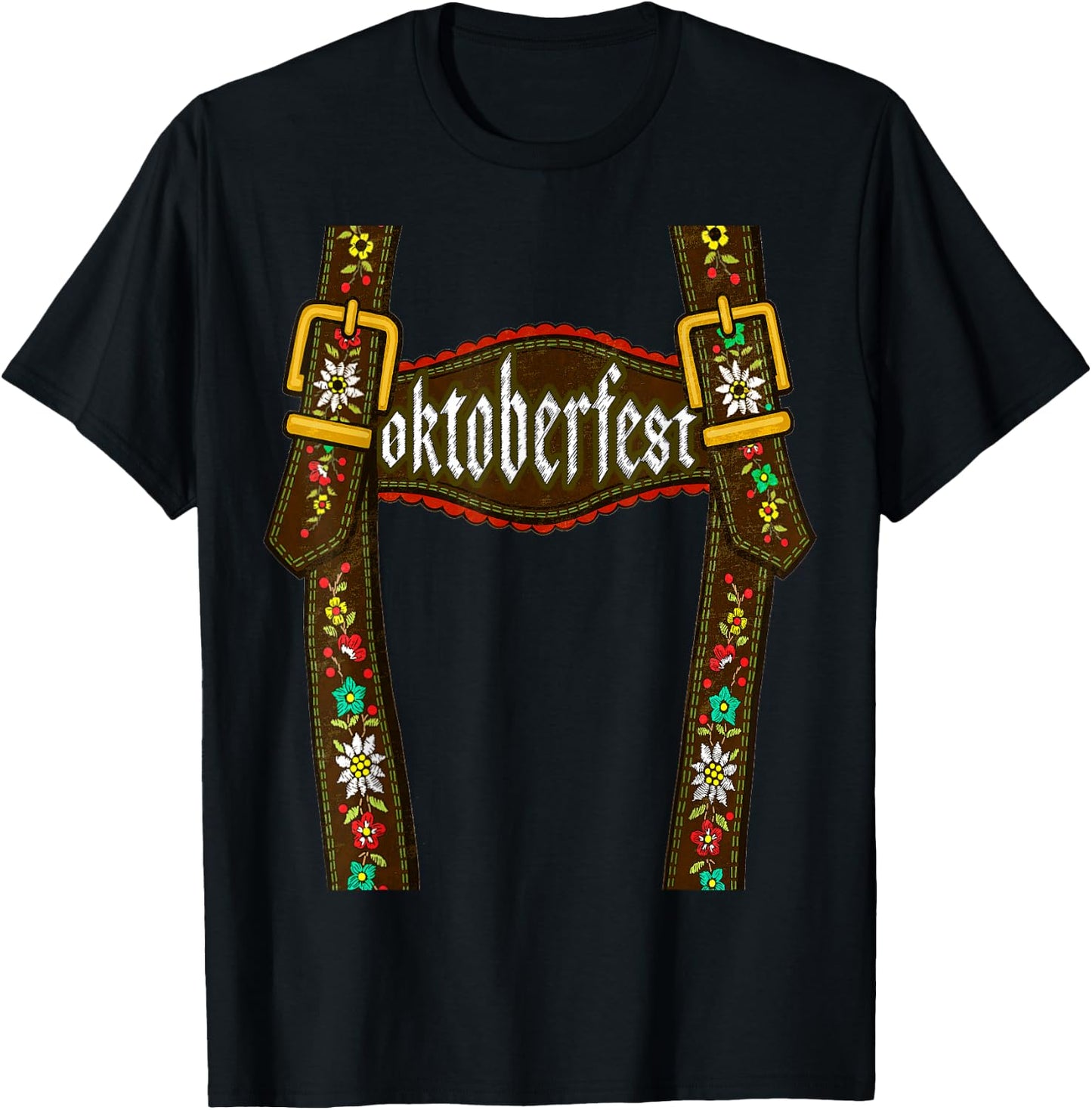 Lederhosen Suspenders Oktoberfest Bavarian Munich Beer T-Shirt - T-Shirt | Black