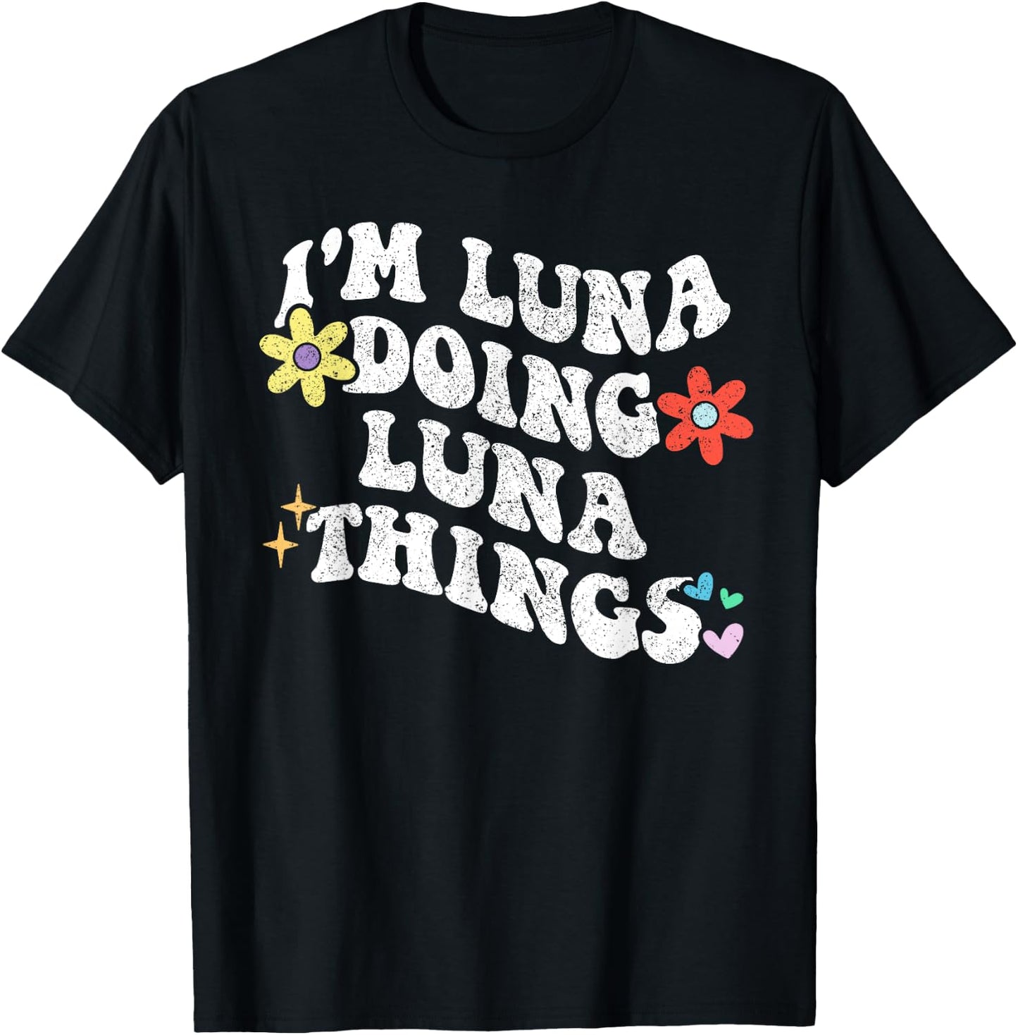 Retro Groovy Im LUNA Doing LUNA Things Funny Mother's Day T-Shirt - T-Shirt | Black
