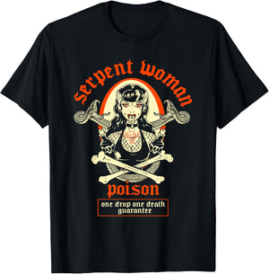 Serpent Woman Goth Girl Psychobilly Tattooed Pinup Poison T-Shirt - T-Shirt | Black