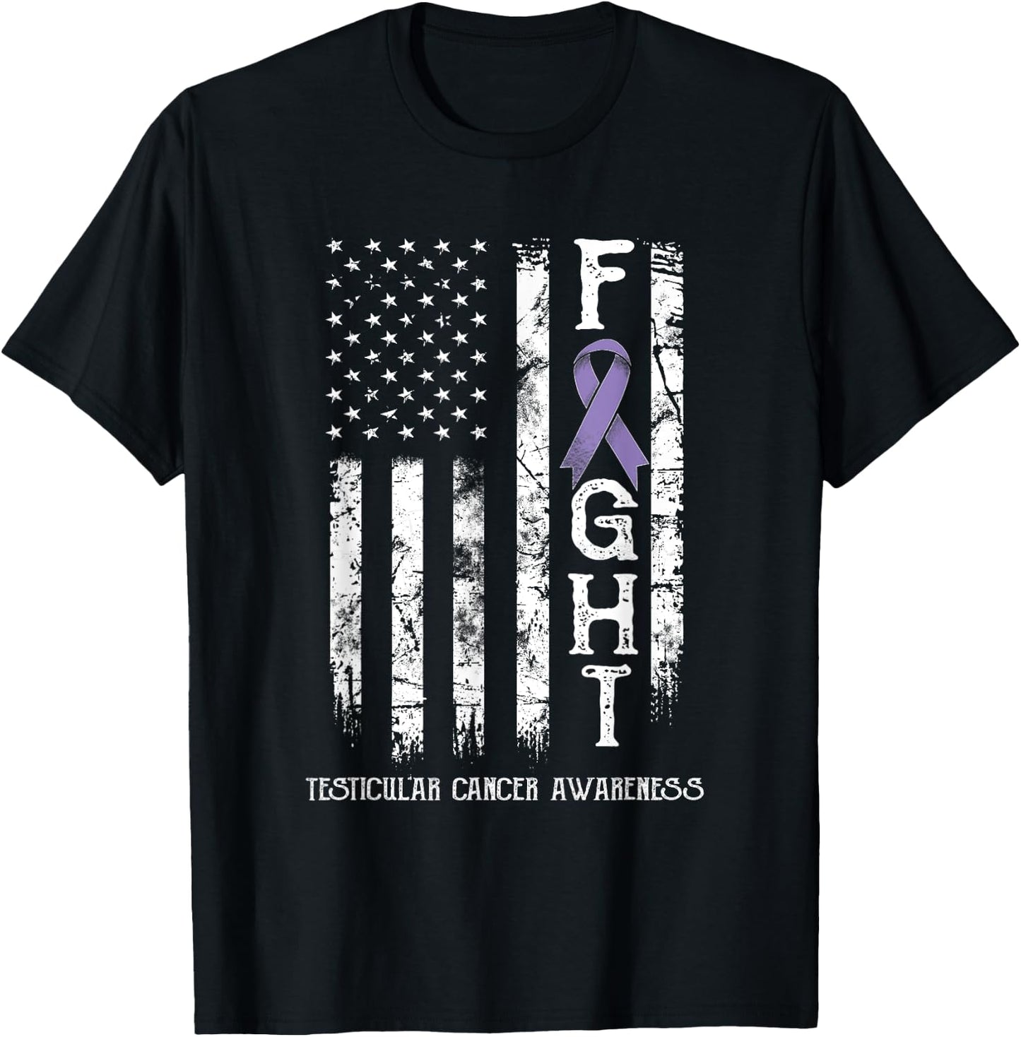 Testicular Cancer Warrior US Flag T-Shirt - T-Shirt | Black