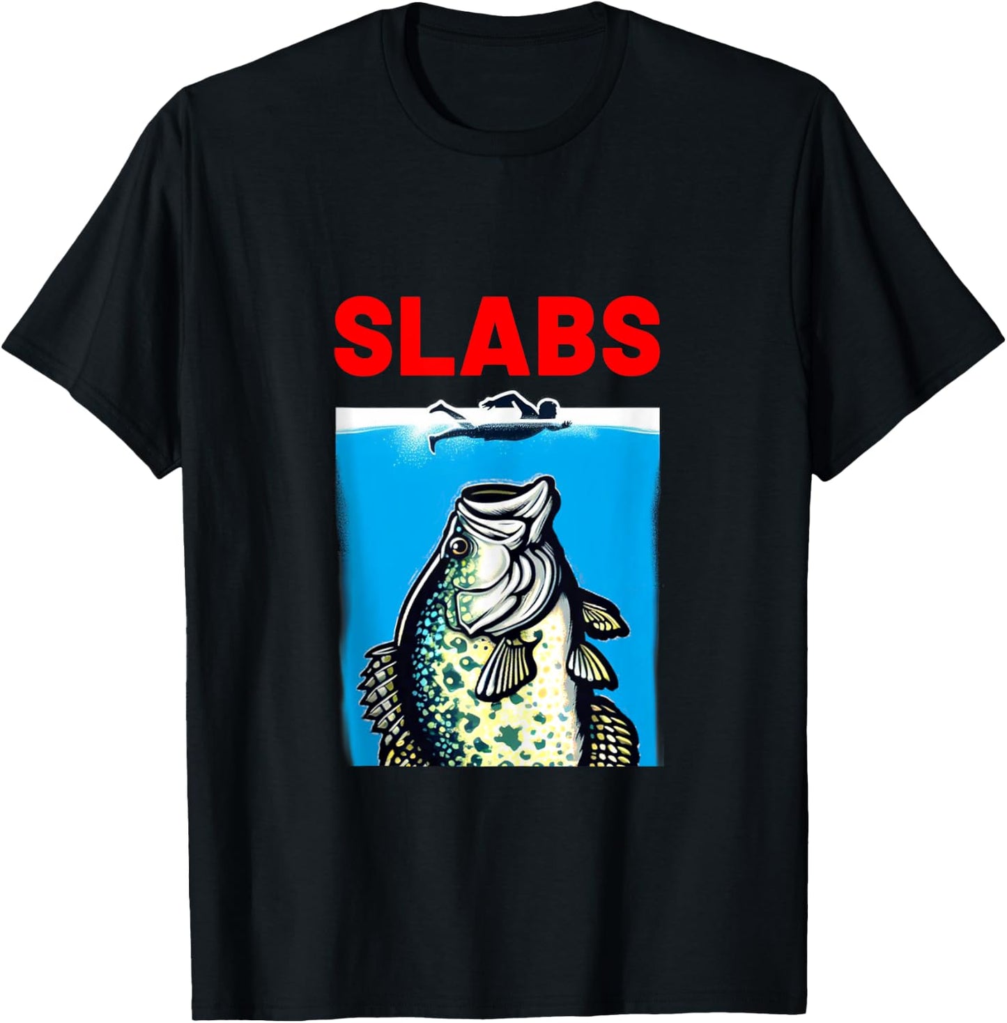 Funny Slab Famous Shark Movie Parody Slabs Crappie Fishing T-Shirt - T-Shirt | Black