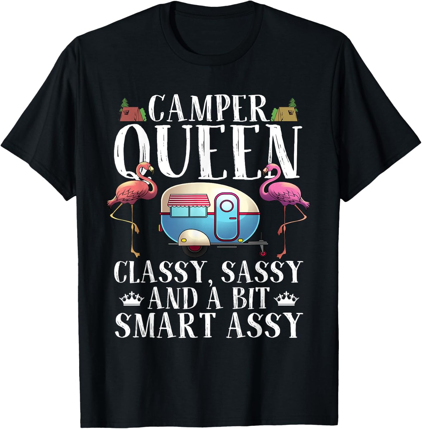 Funny Camper Queen Sassy Gift RV Camping Lovers T-Shirt - T-Shirt | Black