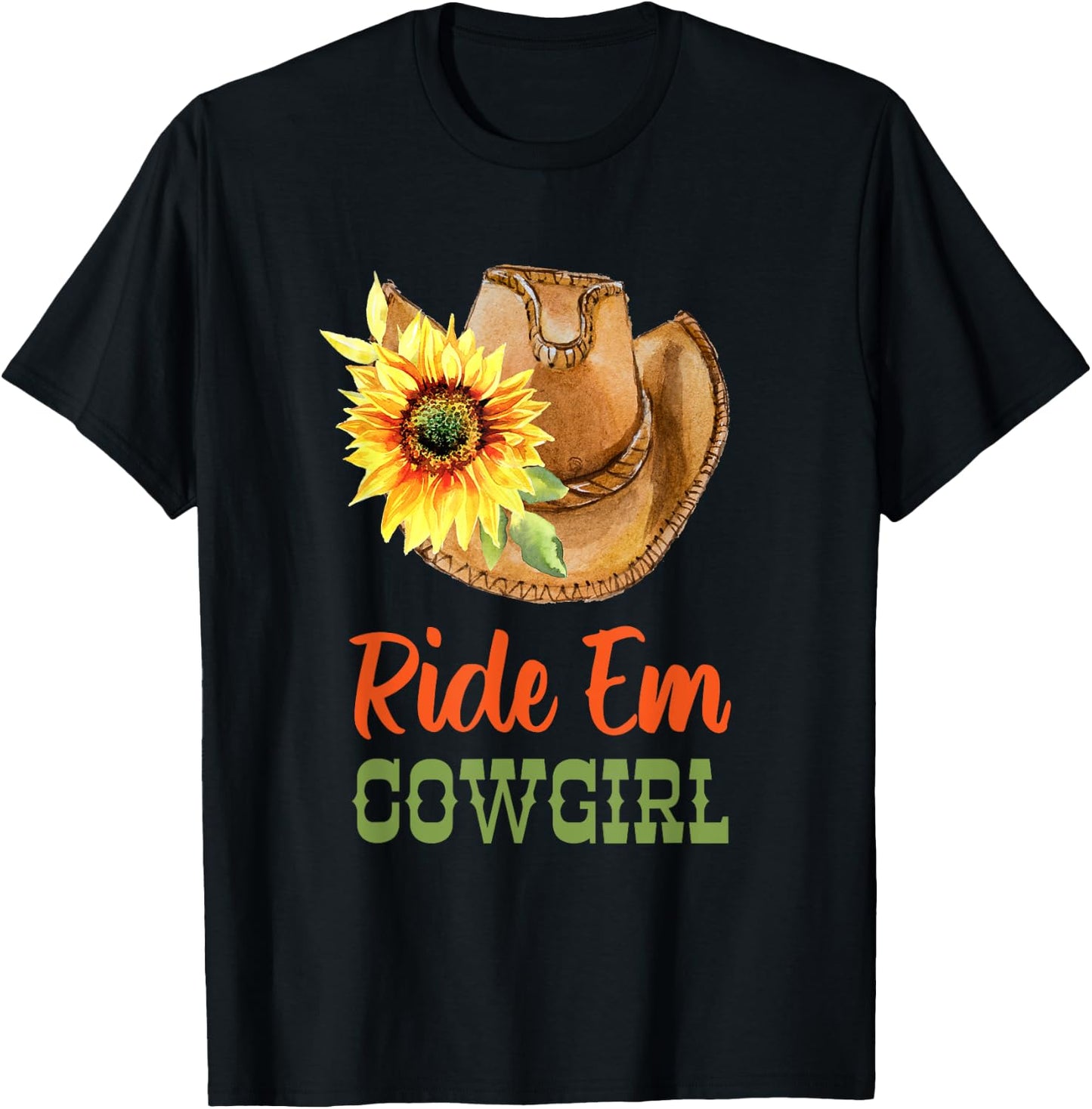 Country Cowgirl Hat - Ride Em Cowgirl T-Shirt - T-Shirt | Black