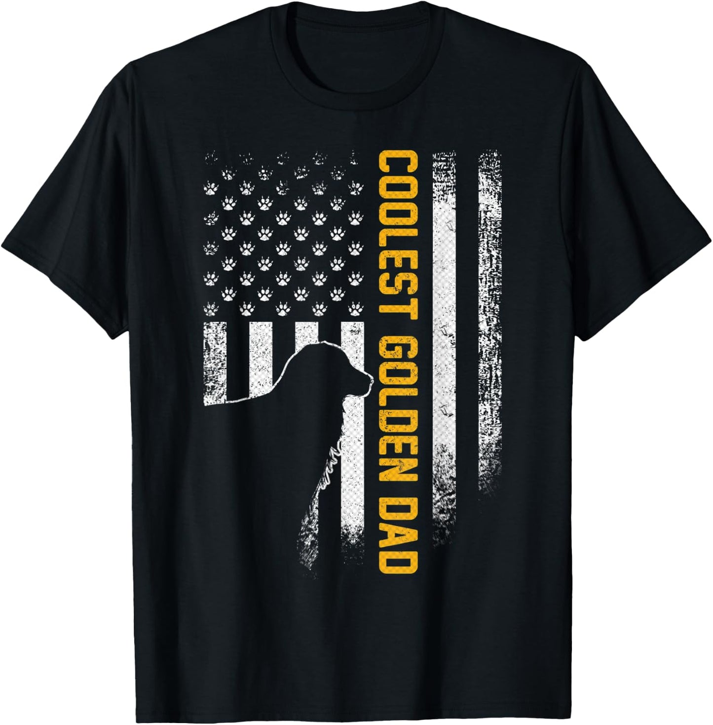Vintage USA American Flag Coolest Golden Retriever Dad Funny Men T-Shirt - T-Shirt | Black