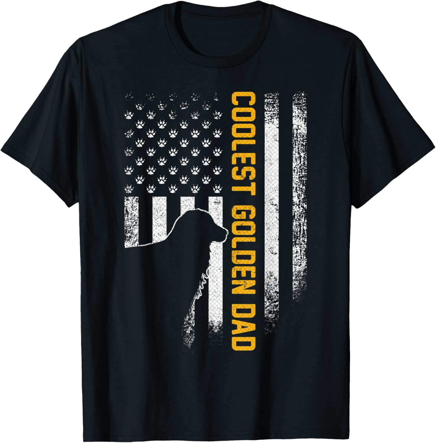 Vintage USA American Flag Coolest Golden Retriever Dad Funny Men T-Shirt - T-Shirt | Black