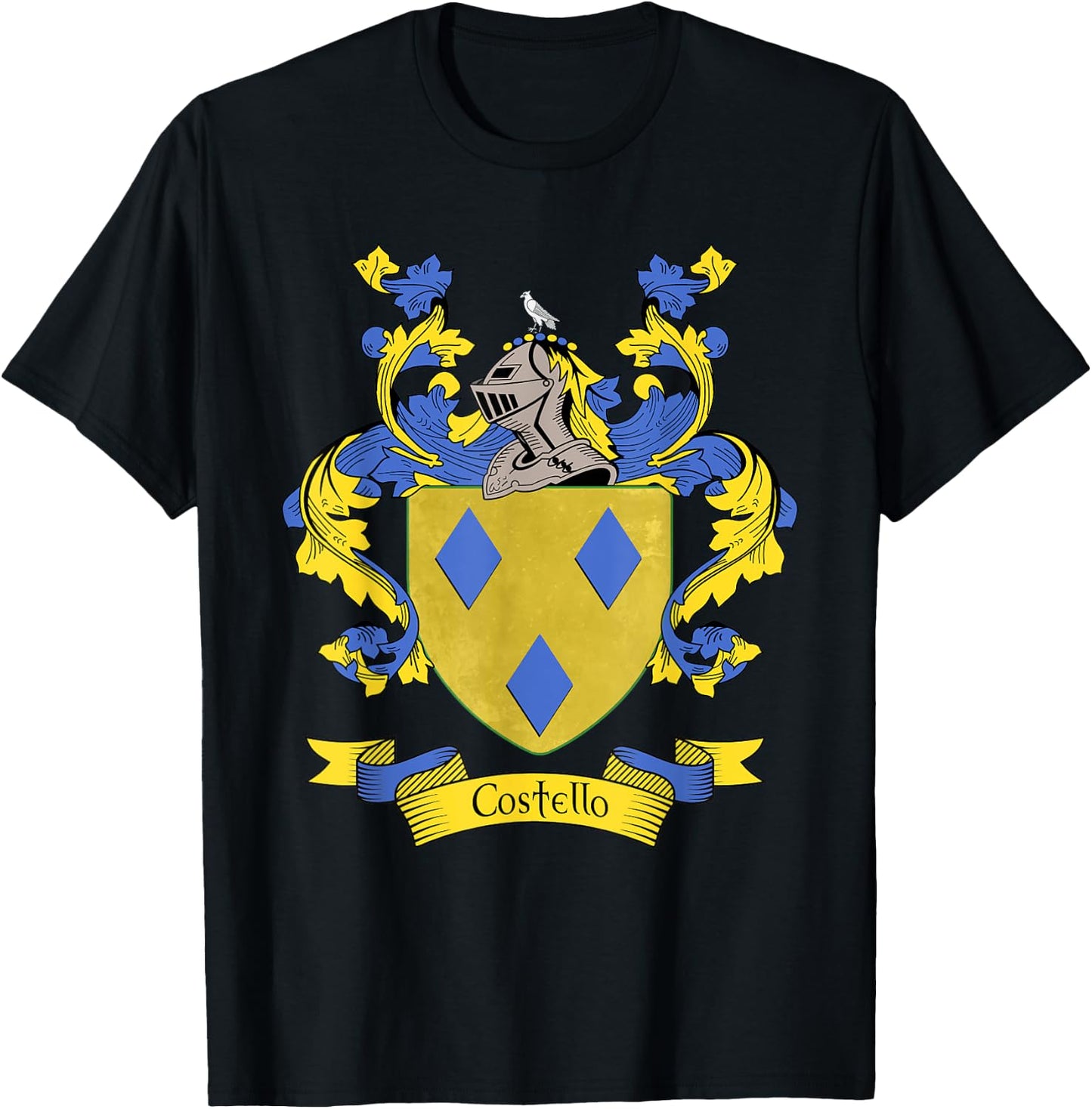 Costello Coat of Arms | Costello Surname Family Crest T-Shirt - T-Shirt | Black