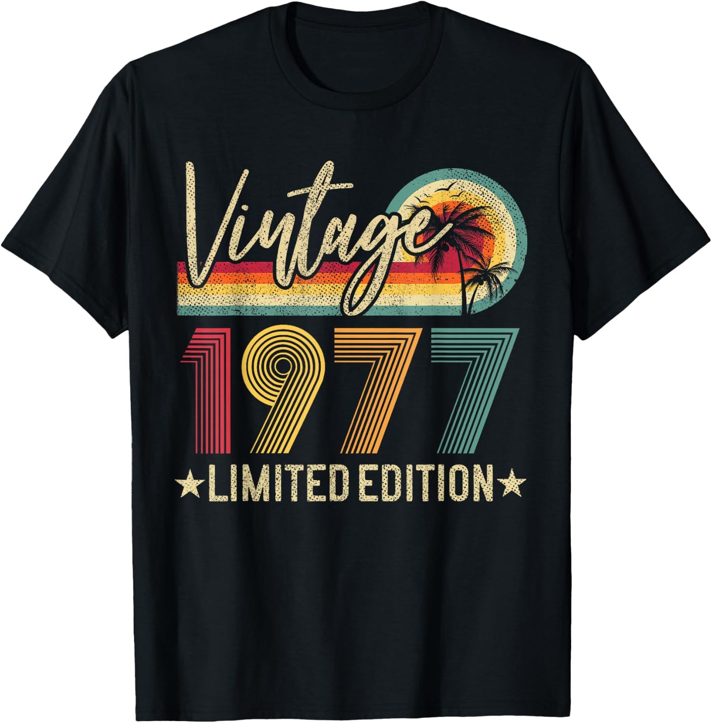 48th Birthday Vintage 1977 Men Women 48 Years Old Retro T-Shirt - T-Shirt | Black
