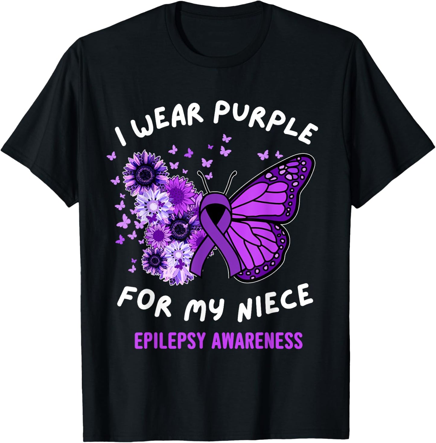 I Wear Purple For My Niece Epilepsy Awareness November Women T-Shirt - T-Shirt | Black
