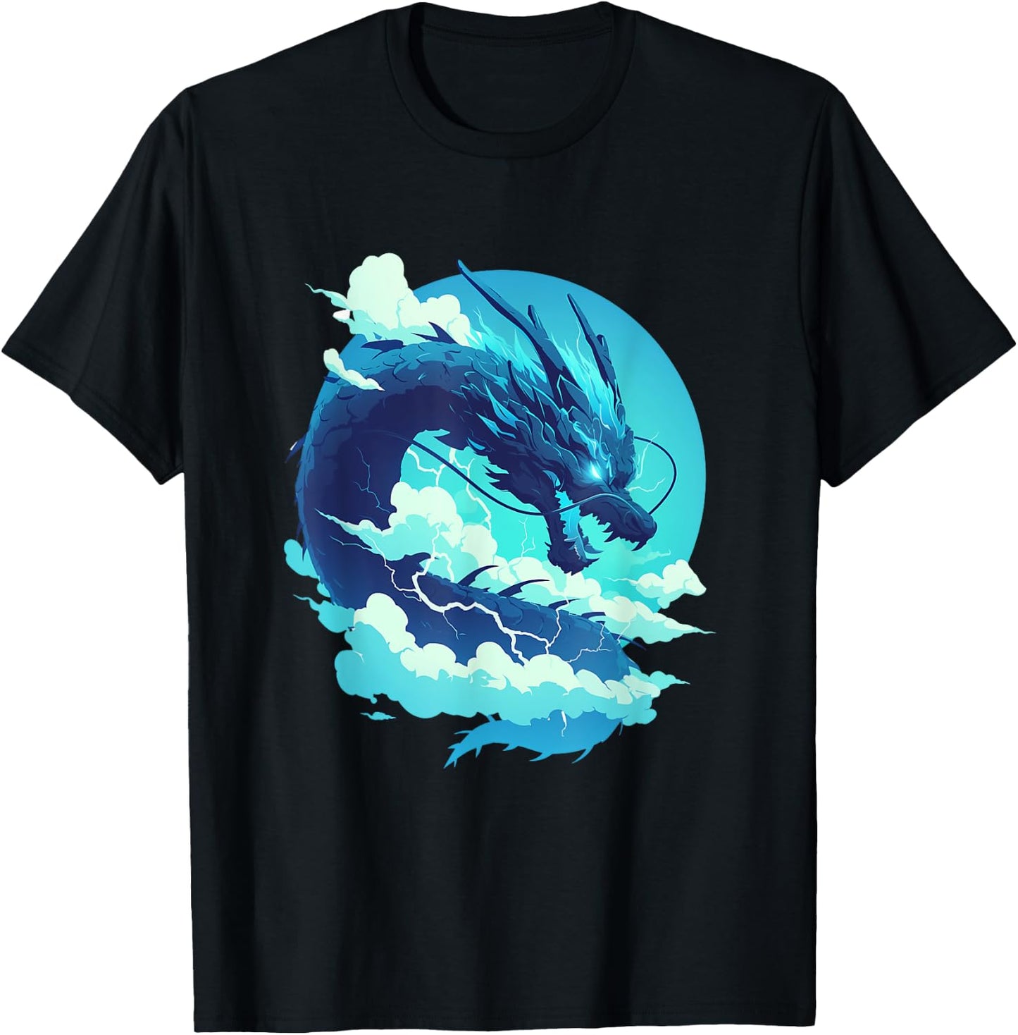 Sky Serpent: Blue Dragon of the Upper Realm T-Shirt - T-Shirt | Black