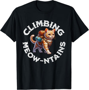 Cat Climbing Mountains Hiking Outdoors Adventure Trekking T-Shirt - T-Shirt | Black