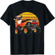 Vintage Monster Truck Pug Dog Retro Sunset Boys T-Shirt - T-Shirt | Black
