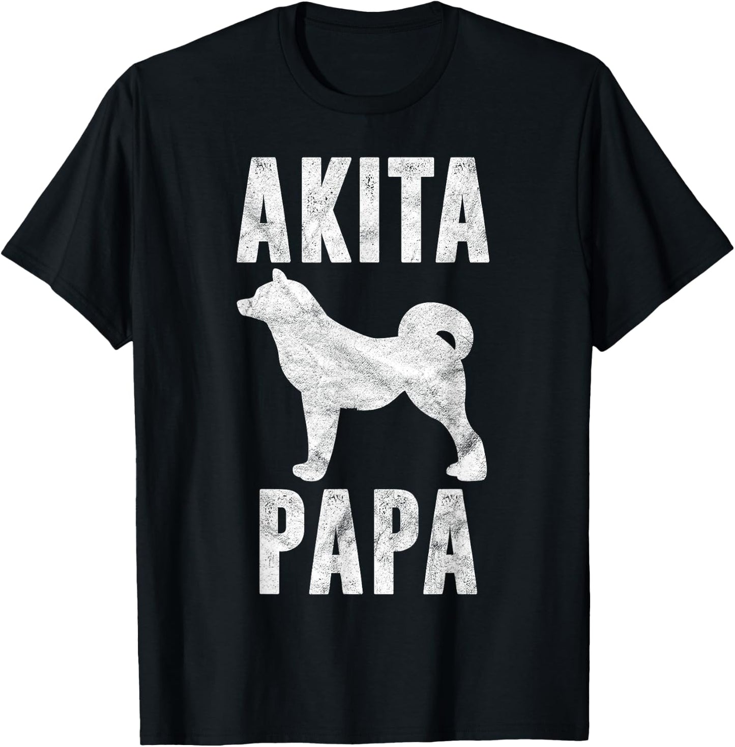 Vintage Akita Dad Gift Akita Father Dog Papa Pet Lover T-Shirt - T-Shirt | Black