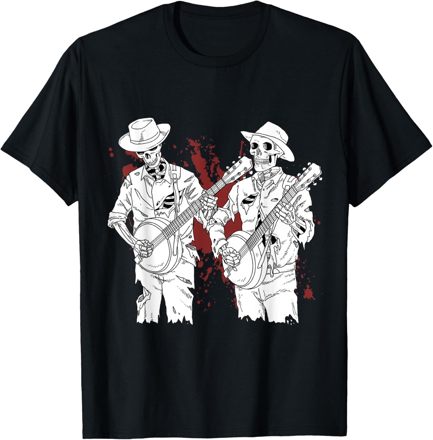 Banjo Scary Banjo Gifts Skeleton Bluegrass T-Shirt - T-Shirt | Black