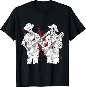 Banjo Scary Banjo Gifts Skeleton Bluegrass T-Shirt - T-Shirt | Black