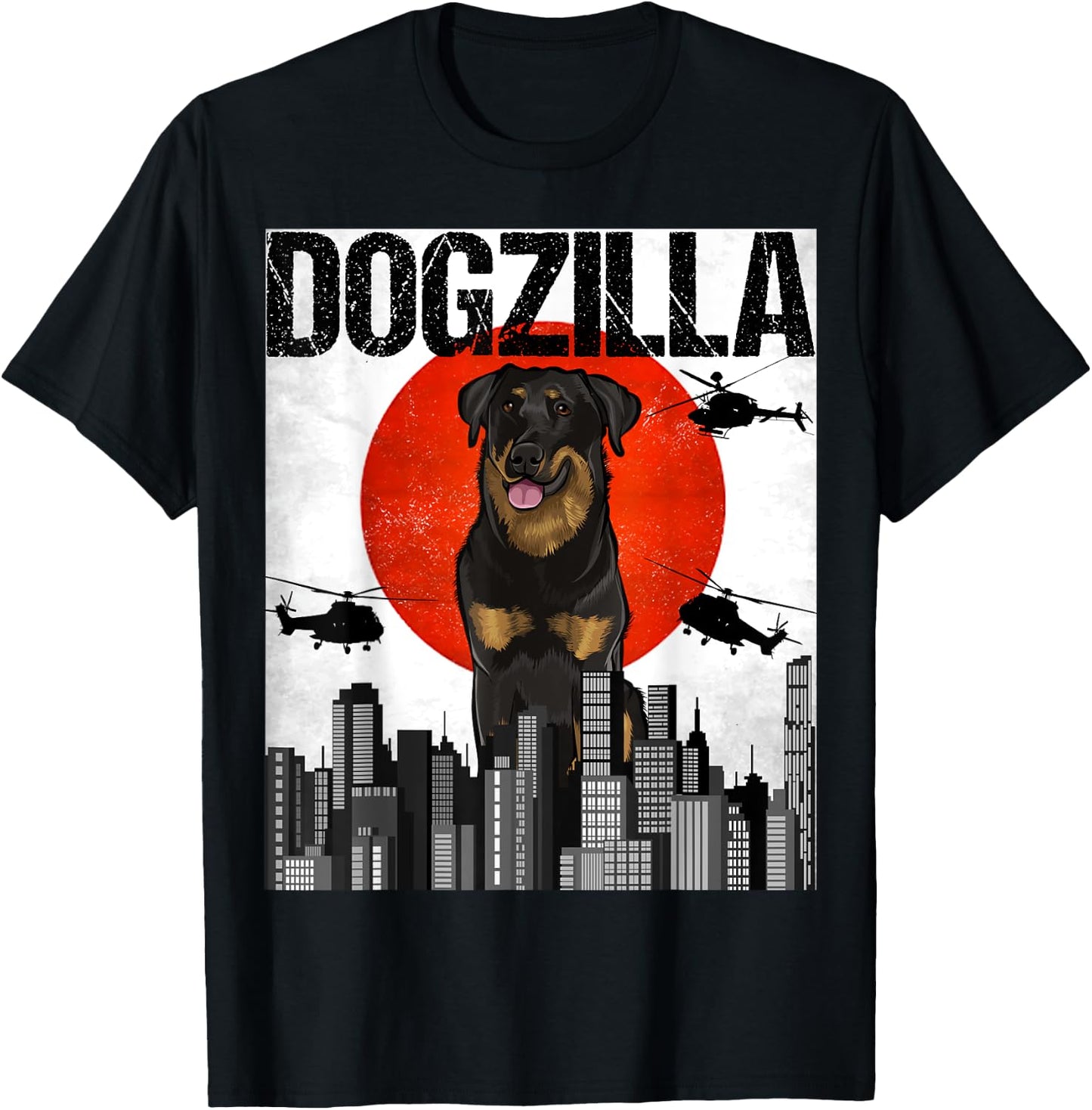 Funny Vintage Japanese Dogzilla Beauceron T-Shirt - T-Shirt | Black