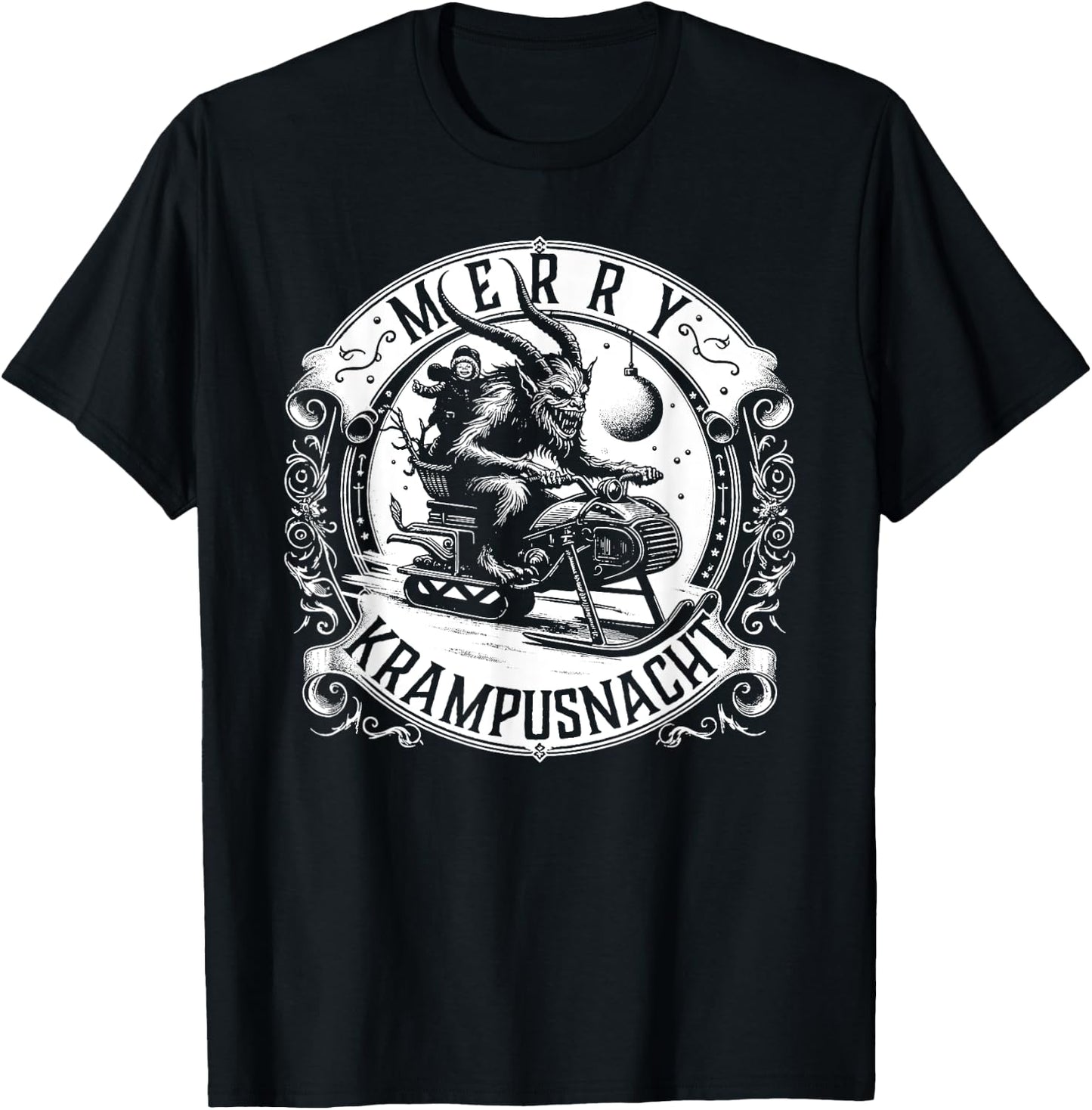 Krampusnacht Krampus on a Snowmobile T-Shirt - T-Shirt | Black