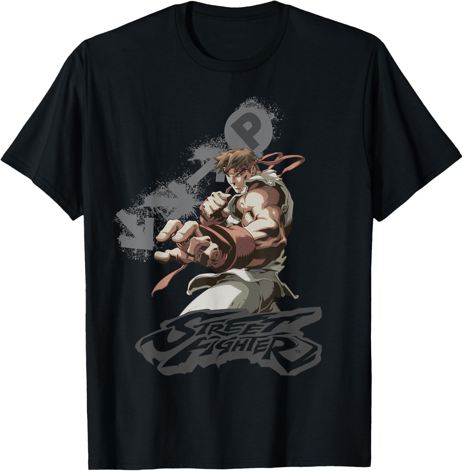 Street Fighter Ryu Portrait Fireball Epic Showdown Gamer T-Shirt - T-Shirt | Black