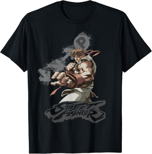 Street Fighter Ryu Portrait Fireball Epic Showdown Gamer T-Shirt - T-Shirt | Black