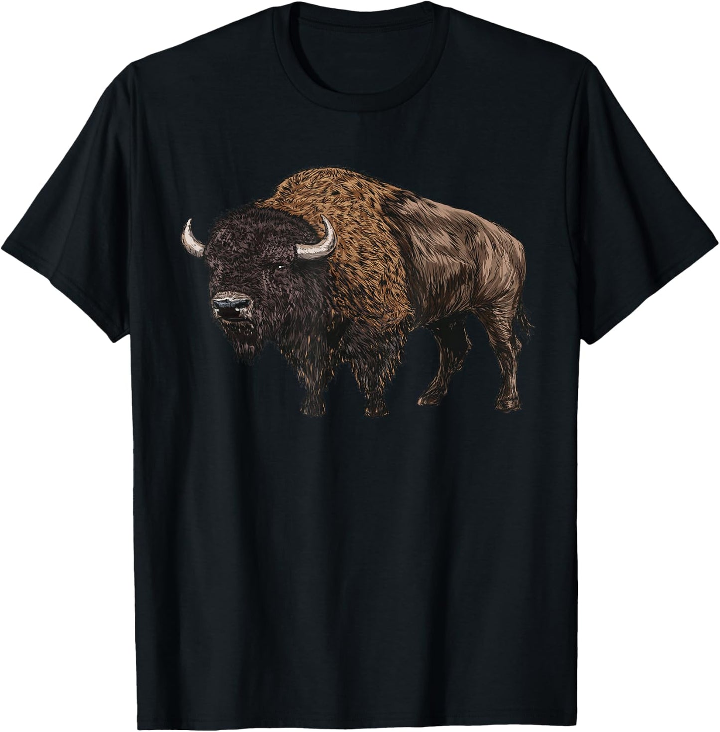 Retro American Bison Silhouette National Park Buffalo Lover T-Shirt - T-Shirt | Black