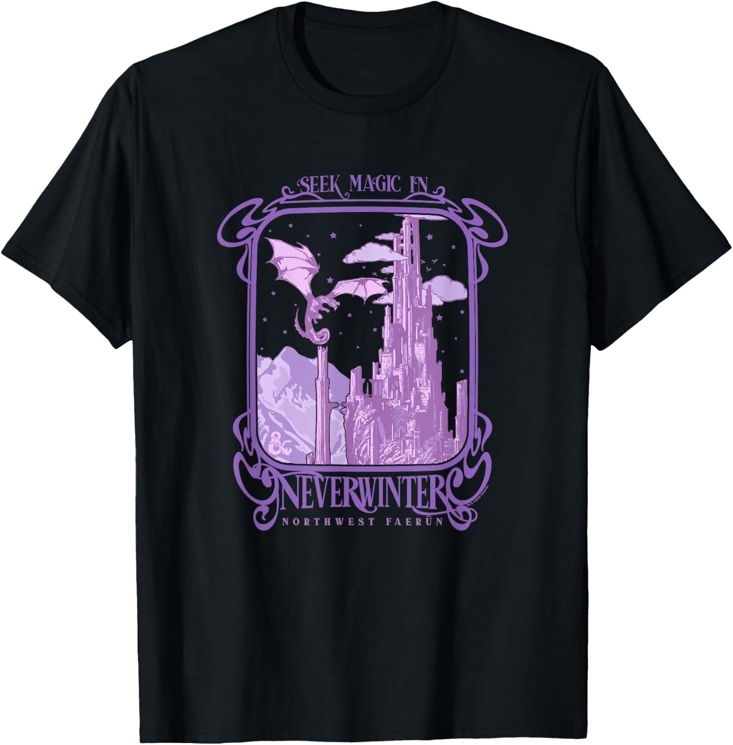 Dungeons & Dragons Seek Magic In Neverwinter Chest Poster V2 T-Shirt - T-Shirt | Black