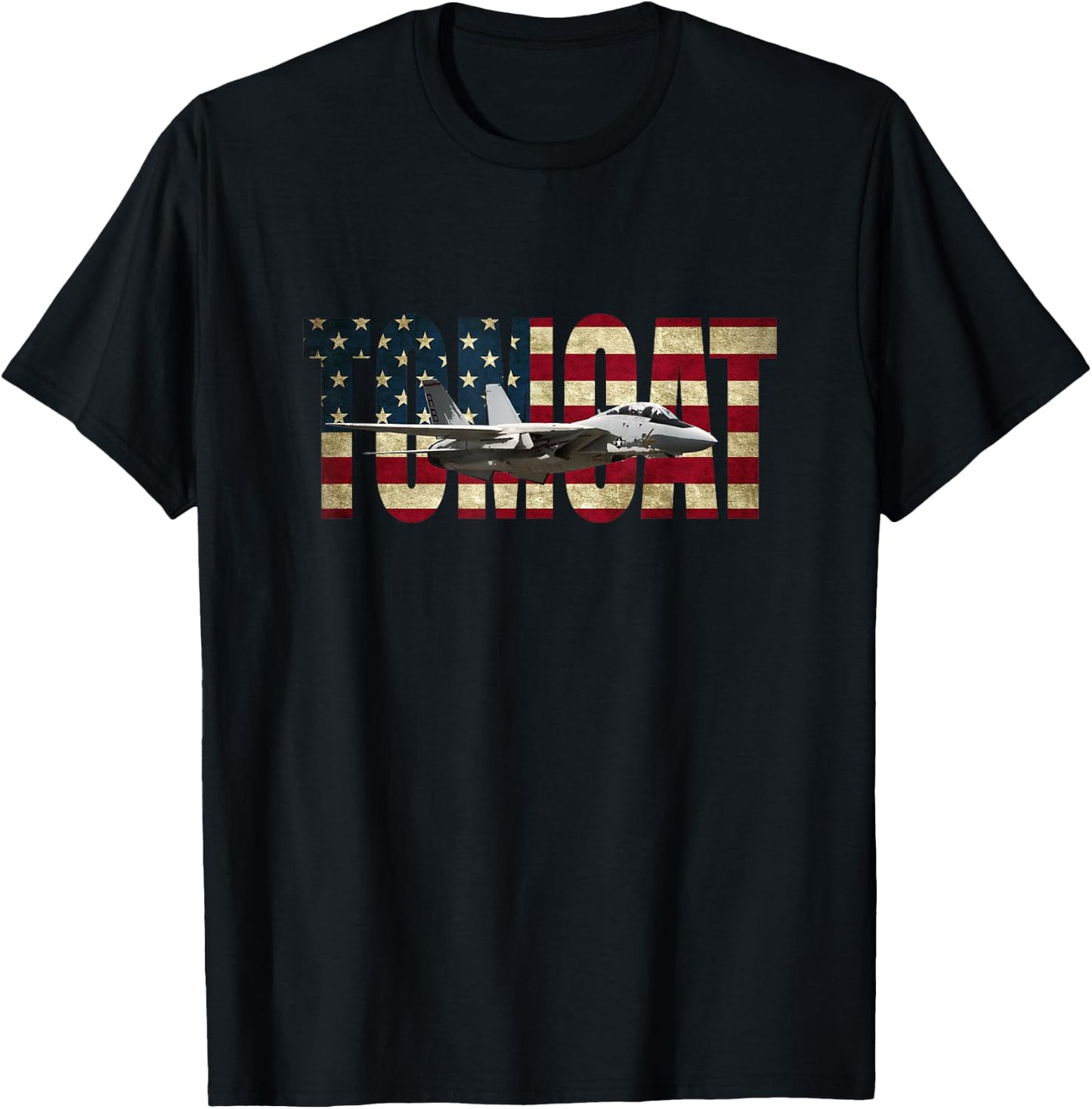 F-14 Tomcat US American Flag T-Shirt - T-Shirt | Black