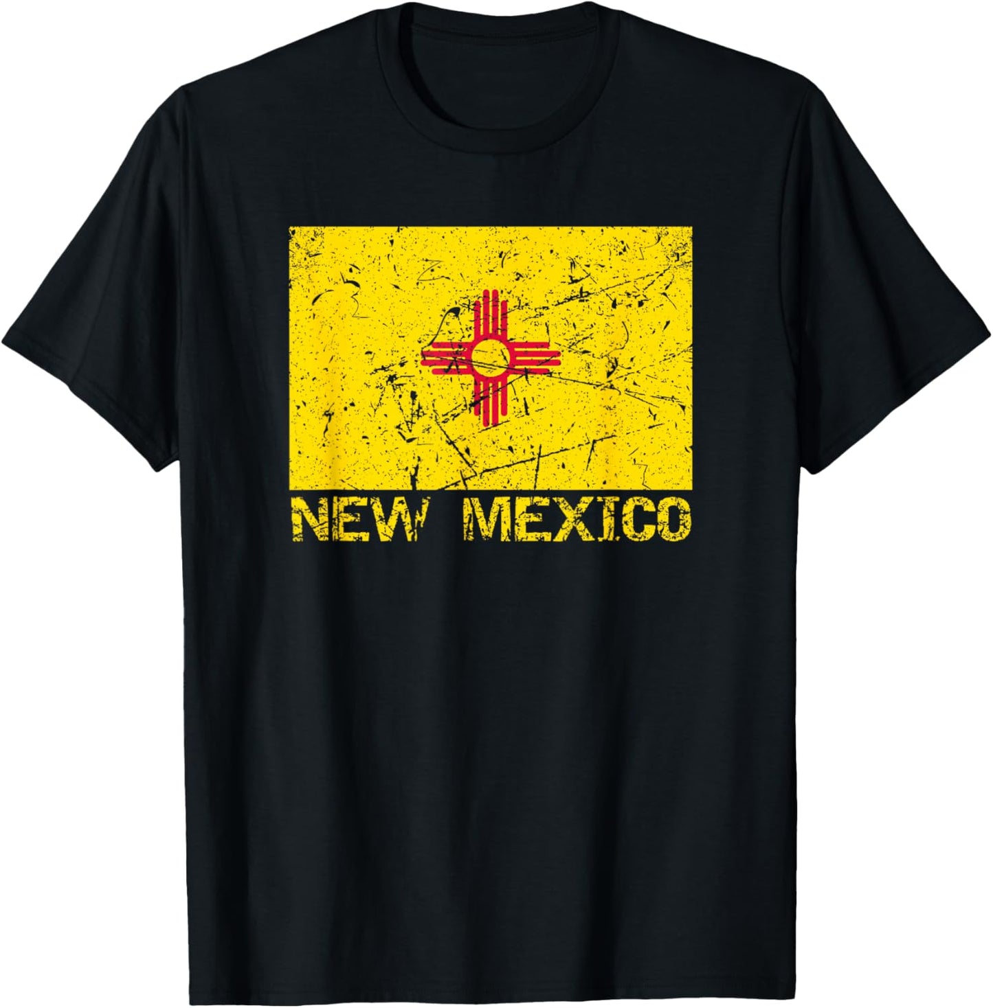 New Mexico Flag Distressed Men Women Kids New Mexican T-Shirt - T-Shirt | Black