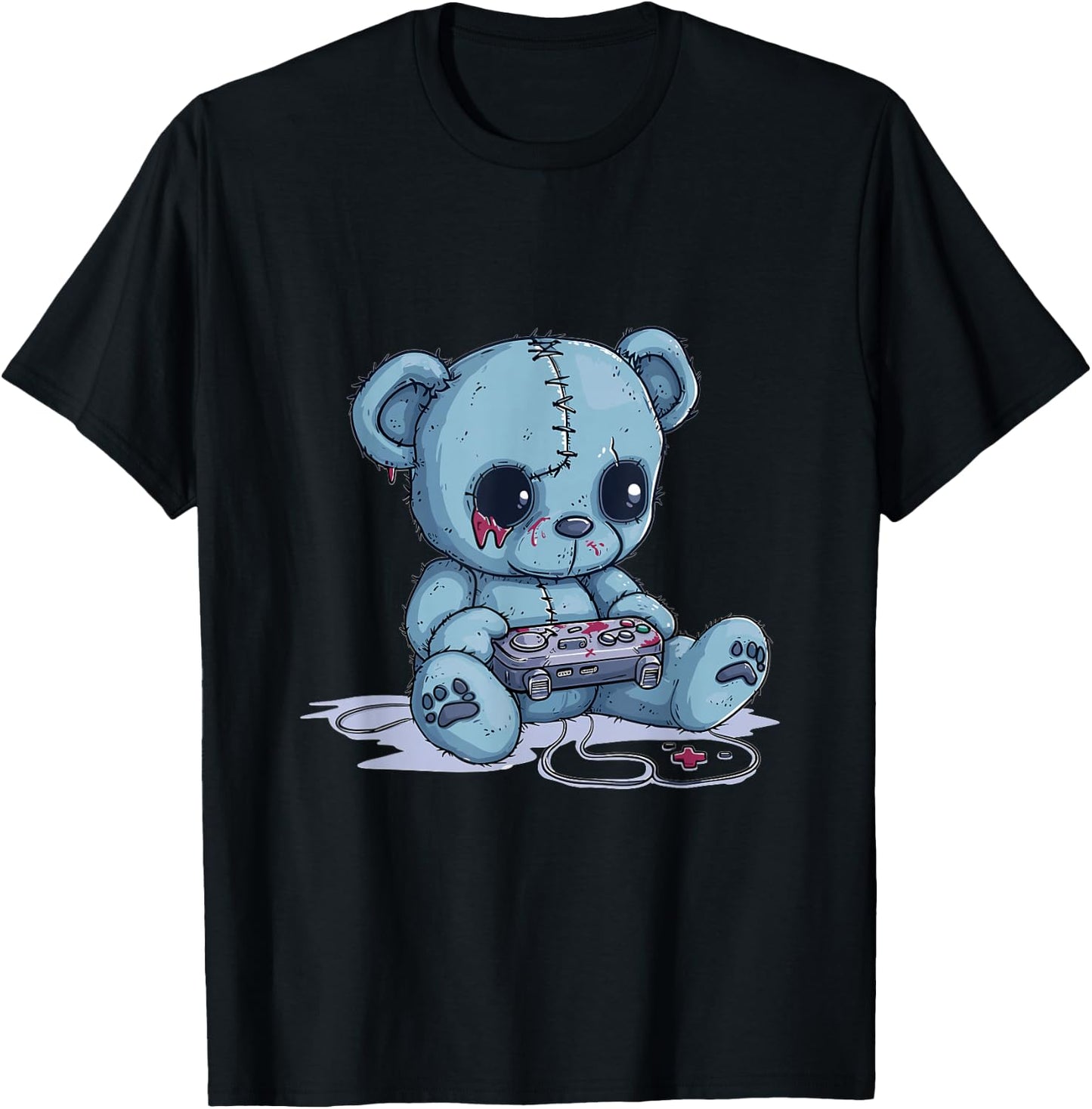 Goth Pastel Cute Creepy Kawaii Gamer Teddy Bear Gaming T-Shirt - T-Shirt | Black