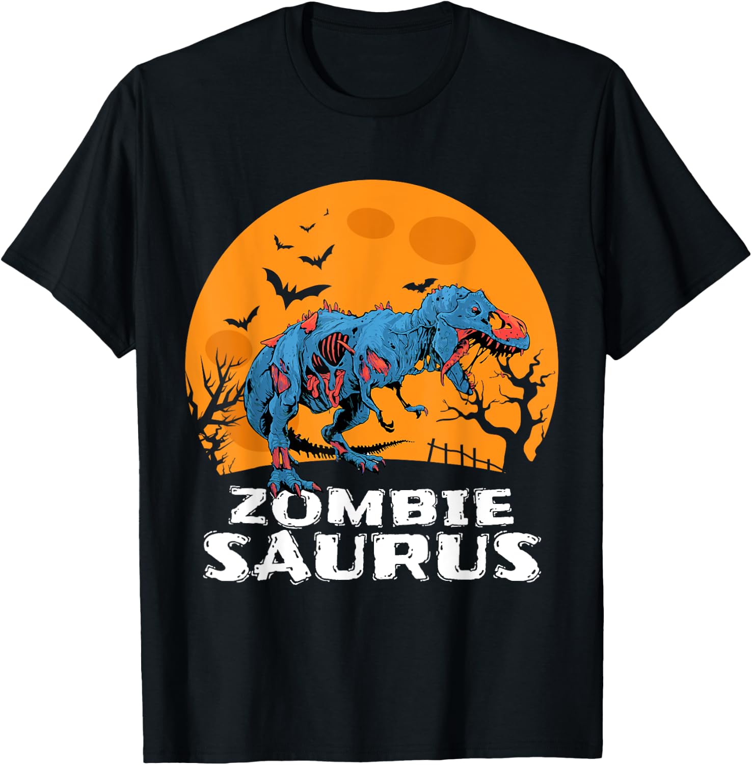 Halloween Zombie T rex Dinosaur Costume Gift Boys Girls Kids T-Shirt - T-Shirt | Black