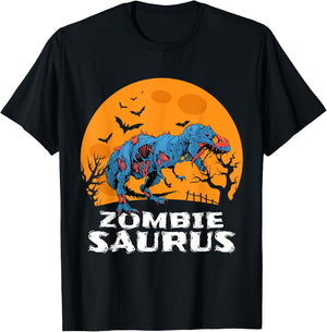 Halloween Zombie T rex Dinosaur Costume Gift Boys Girls Kids T-Shirt - T-Shirt | Black