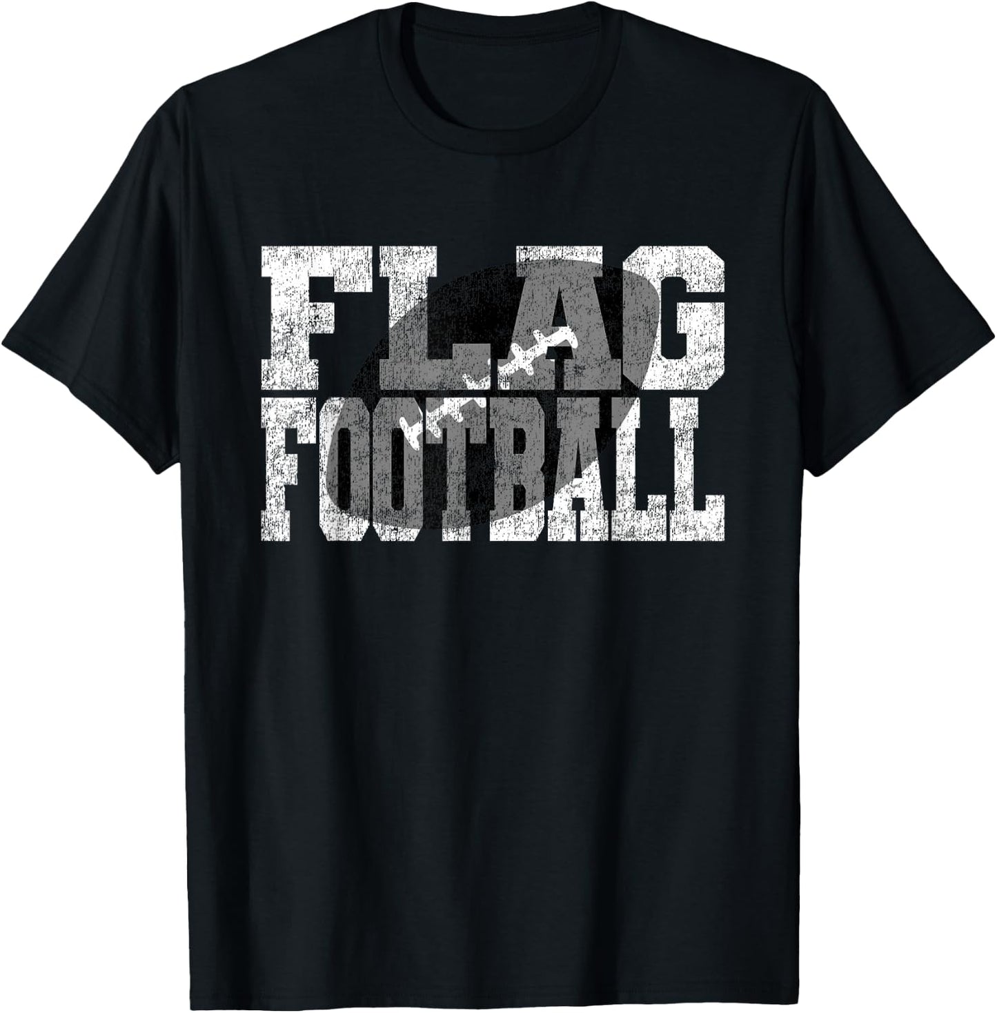 Flag Football - Grunge Flag Football Text Design T-Shirt - T-Shirt | Black
