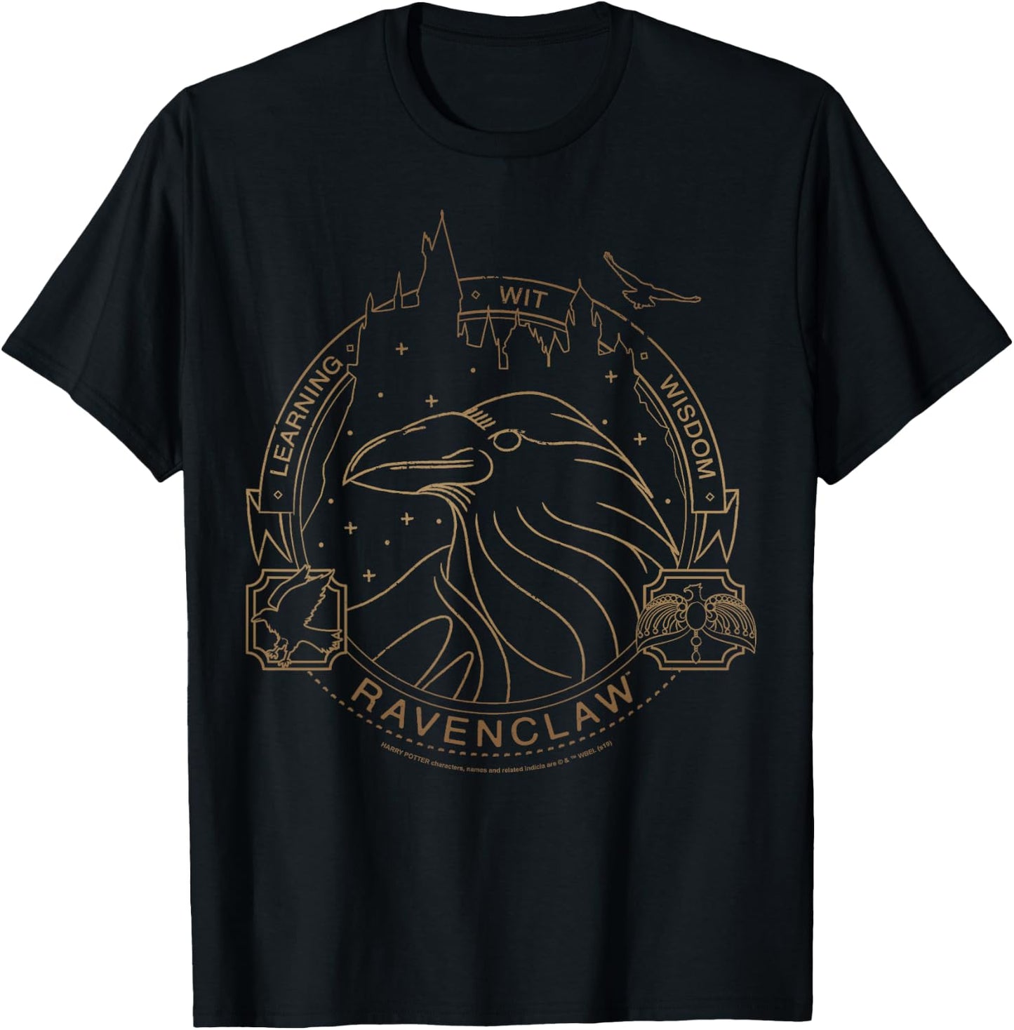 Harry Potter Ravenclaw Line Art Logo T-Shirt - T-Shirt | Black