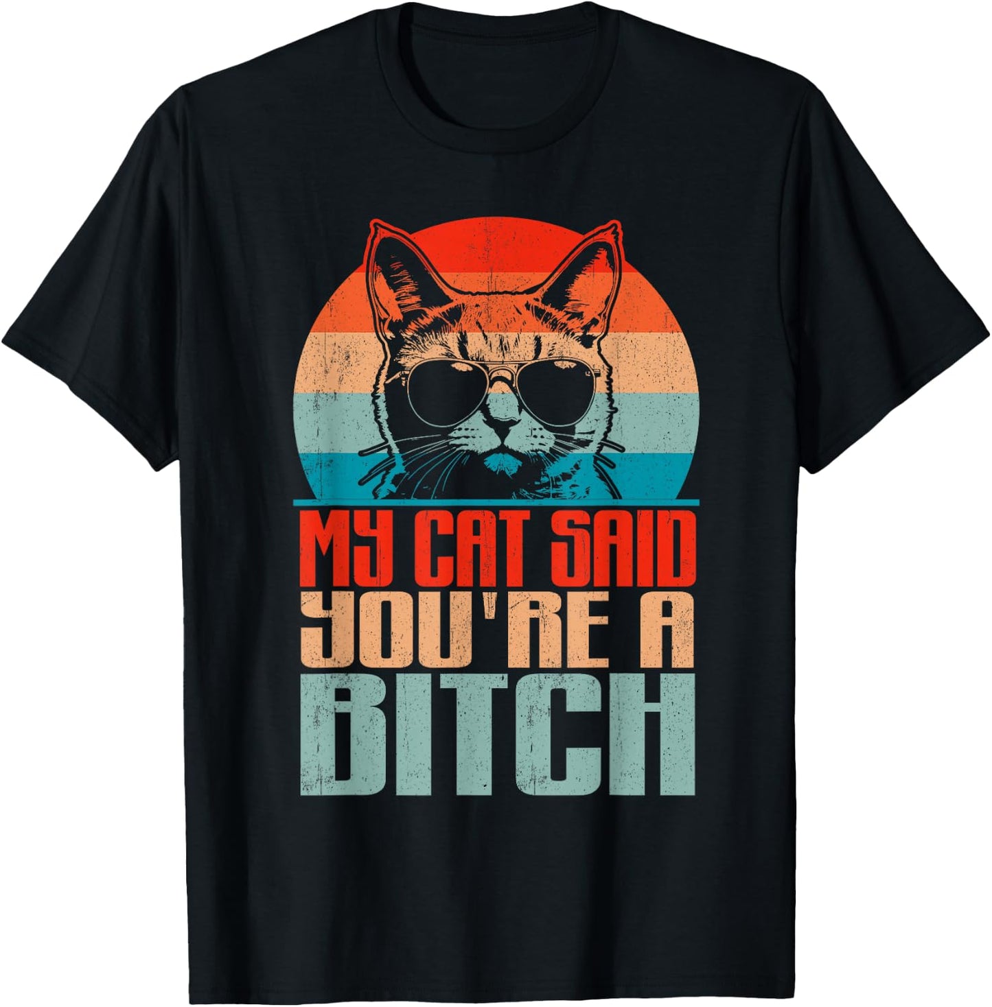 Retro My Cat Said You're a Bitch Funny Cat Lover Sarcastic T-Shirt - T-Shirt | Black