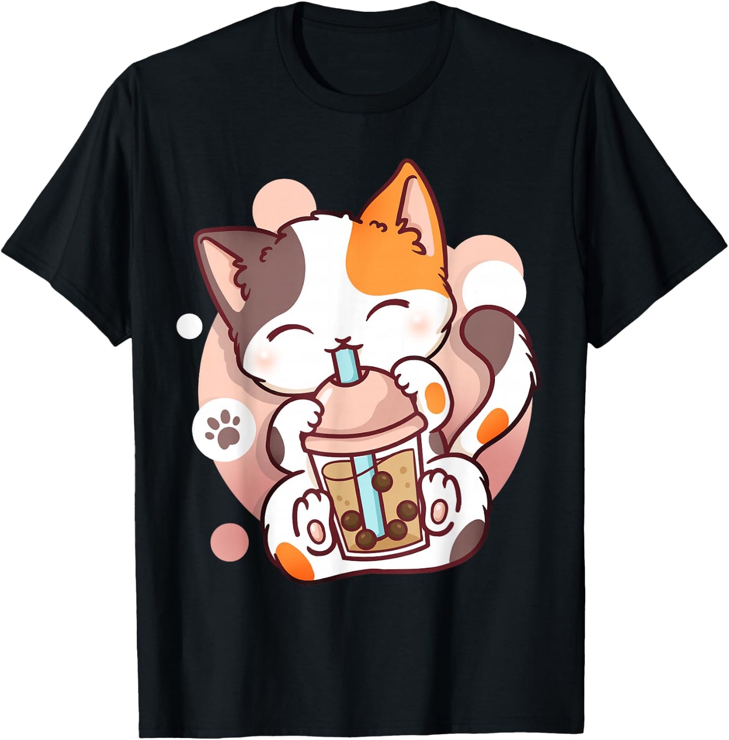 Cat Boba Tea Bubble Tea Anime Kawaii Neko Small T-Shirt - T-Shirt | Black