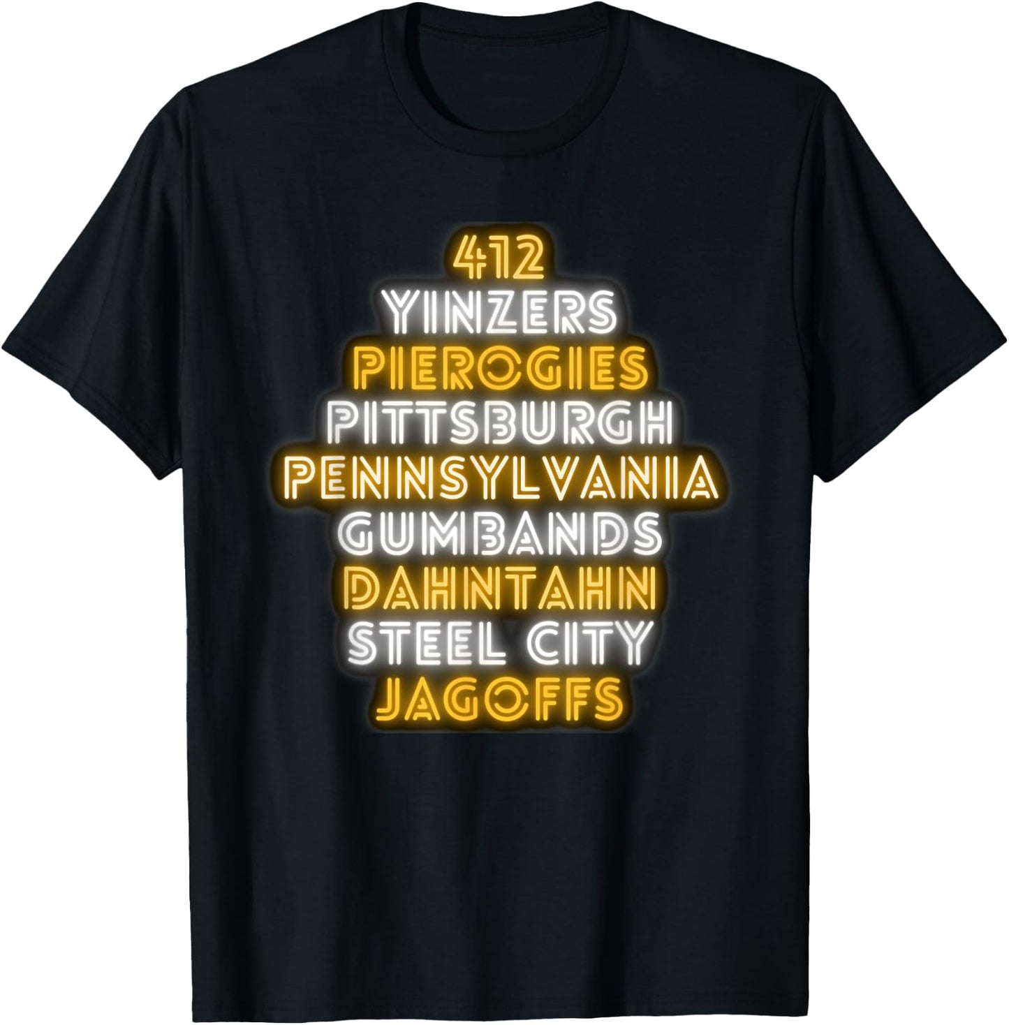 Pittsburgh 412 Jagoffs Yinzers Funny Retro T-Shirt - T-Shirt | Black