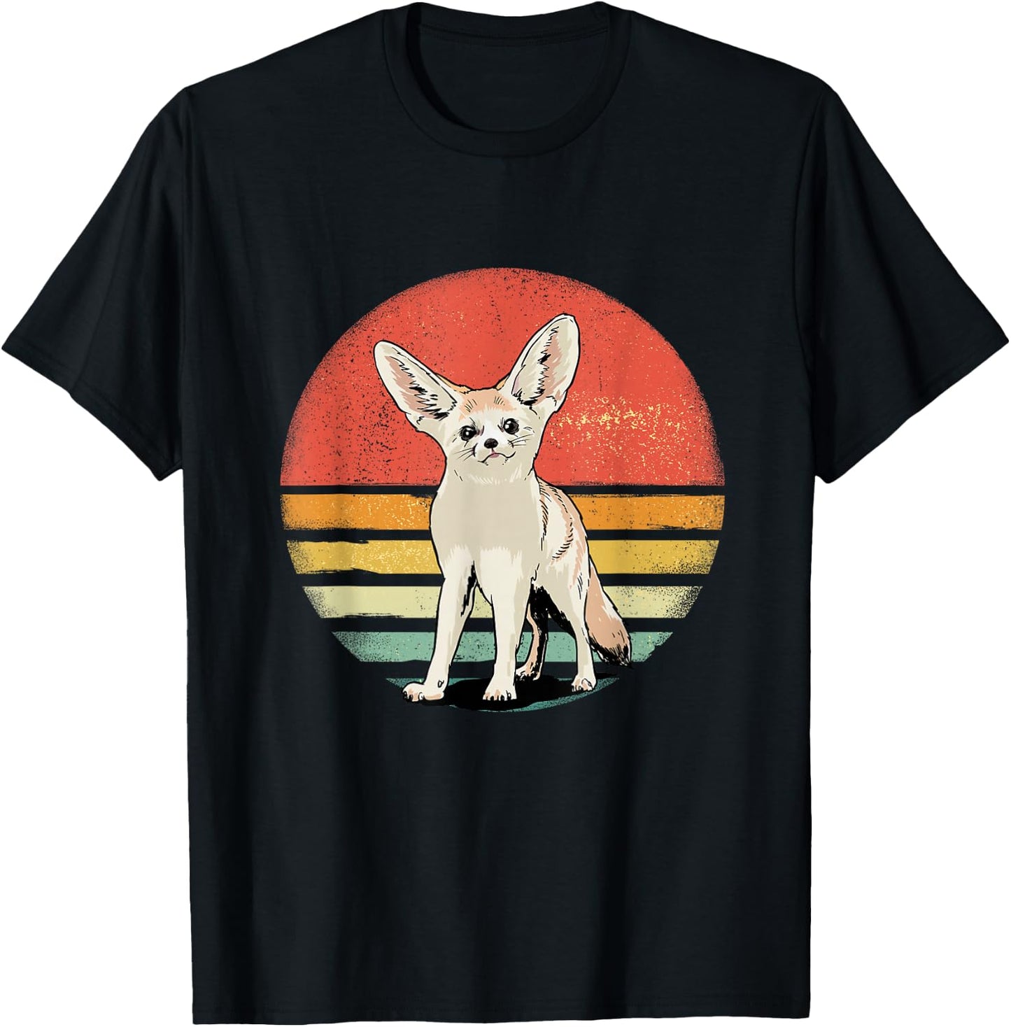 Fennec Fox Shirt Retro Style Animal Zoo African Animal Lover T-Shirt - T-Shirt | Black