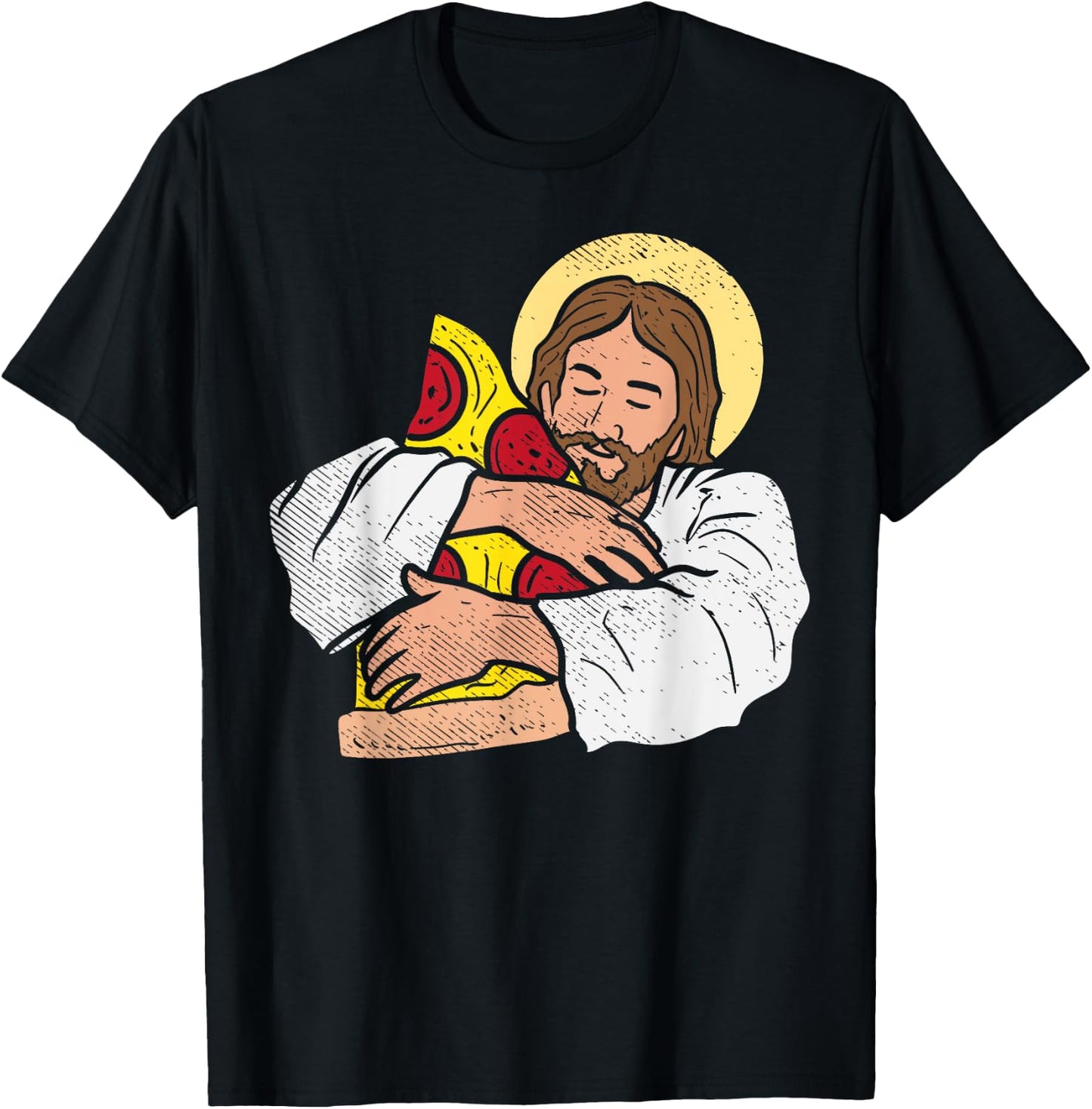 Food Lover Jesus Pizza Funny God Christ Snack Christian Gift T-Shirt - T-Shirt | Black