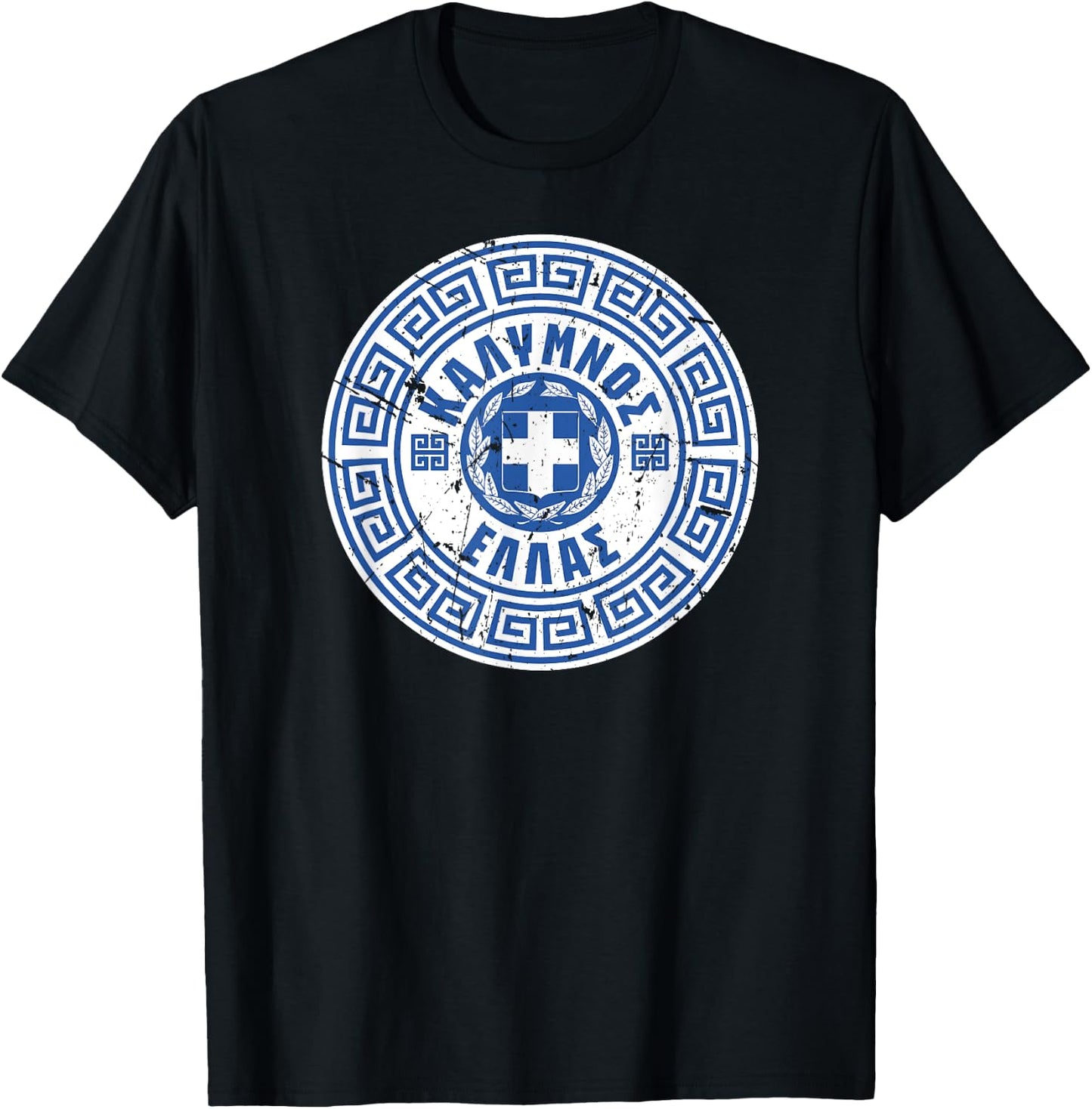 Kalymnos Greece Greek Coat of Arms T-Shirt - T-Shirt | Black