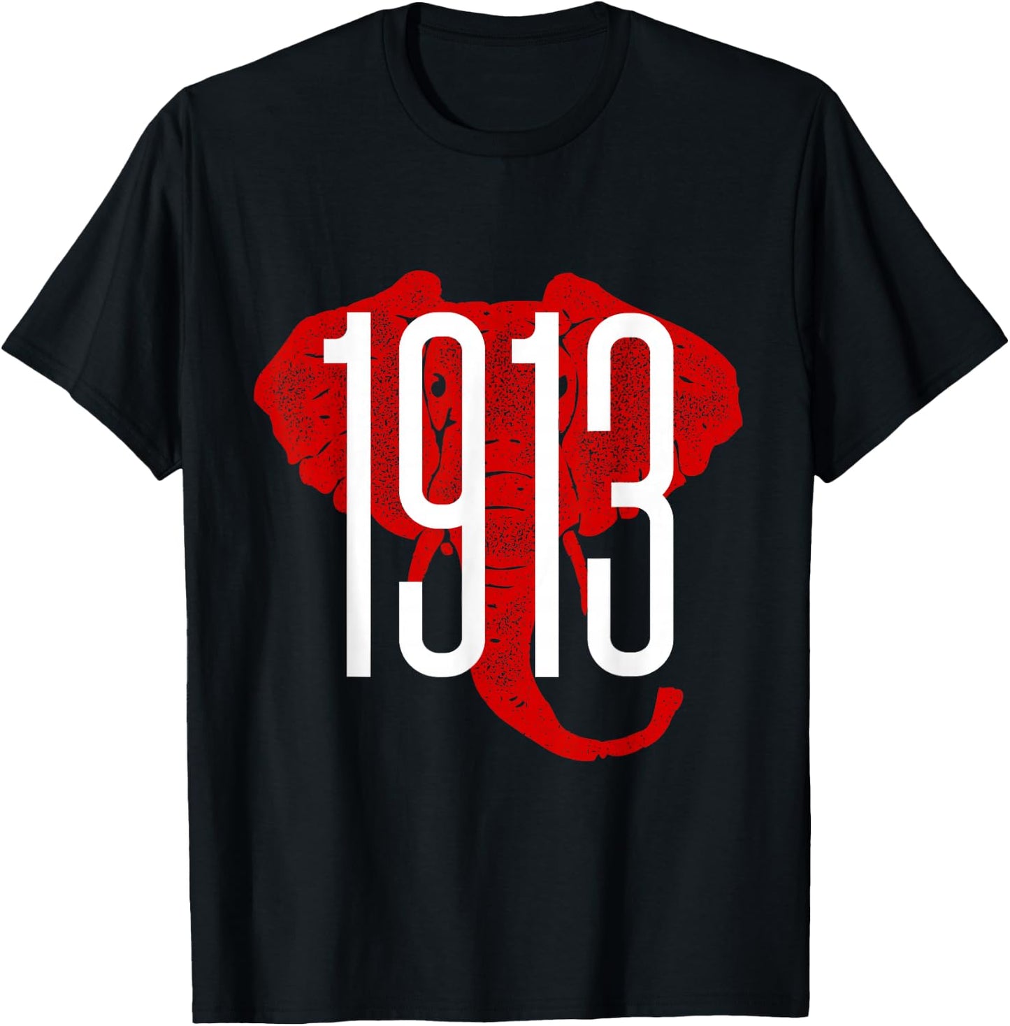 GGT 1913 Bold Elephant Background College T-Shirt - T-Shirt | Black