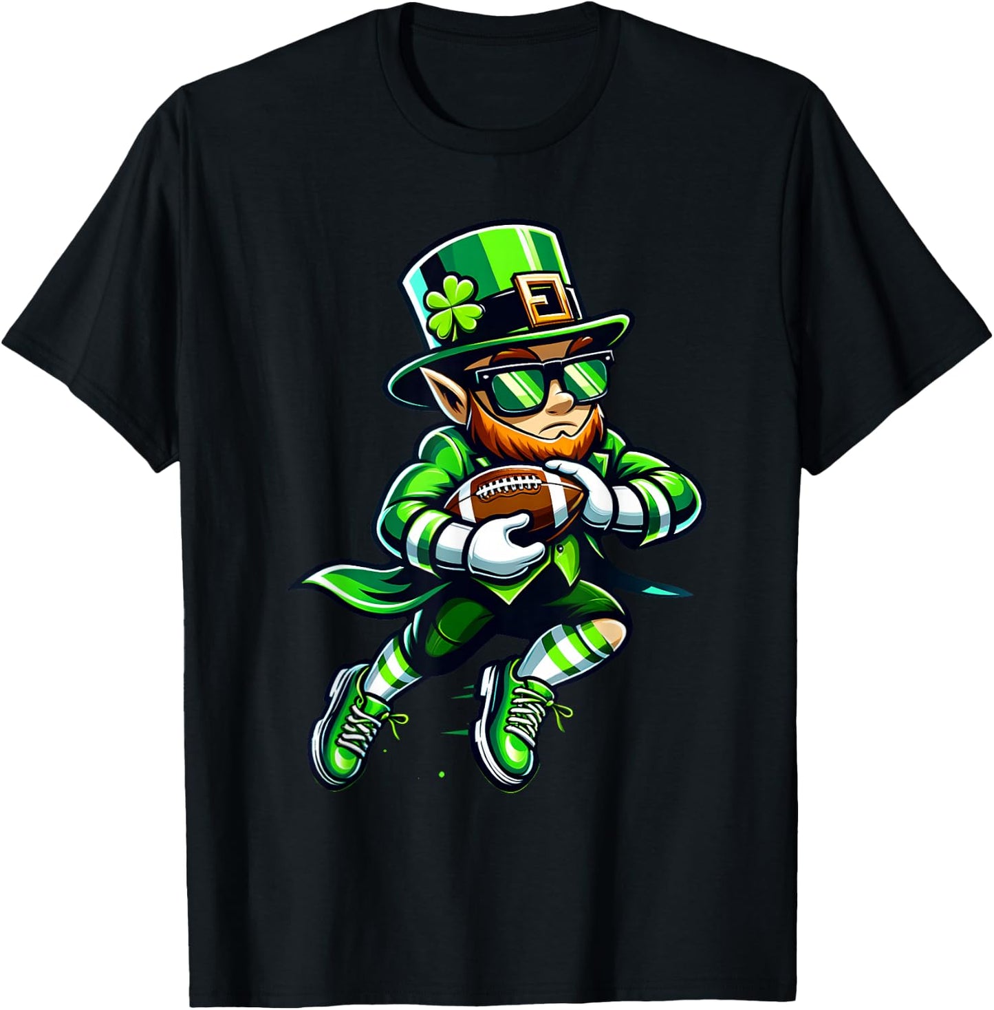 Leprechaun Playing Football St Patricks Day Sport Boys T-Shirt - T-Shirt | Black