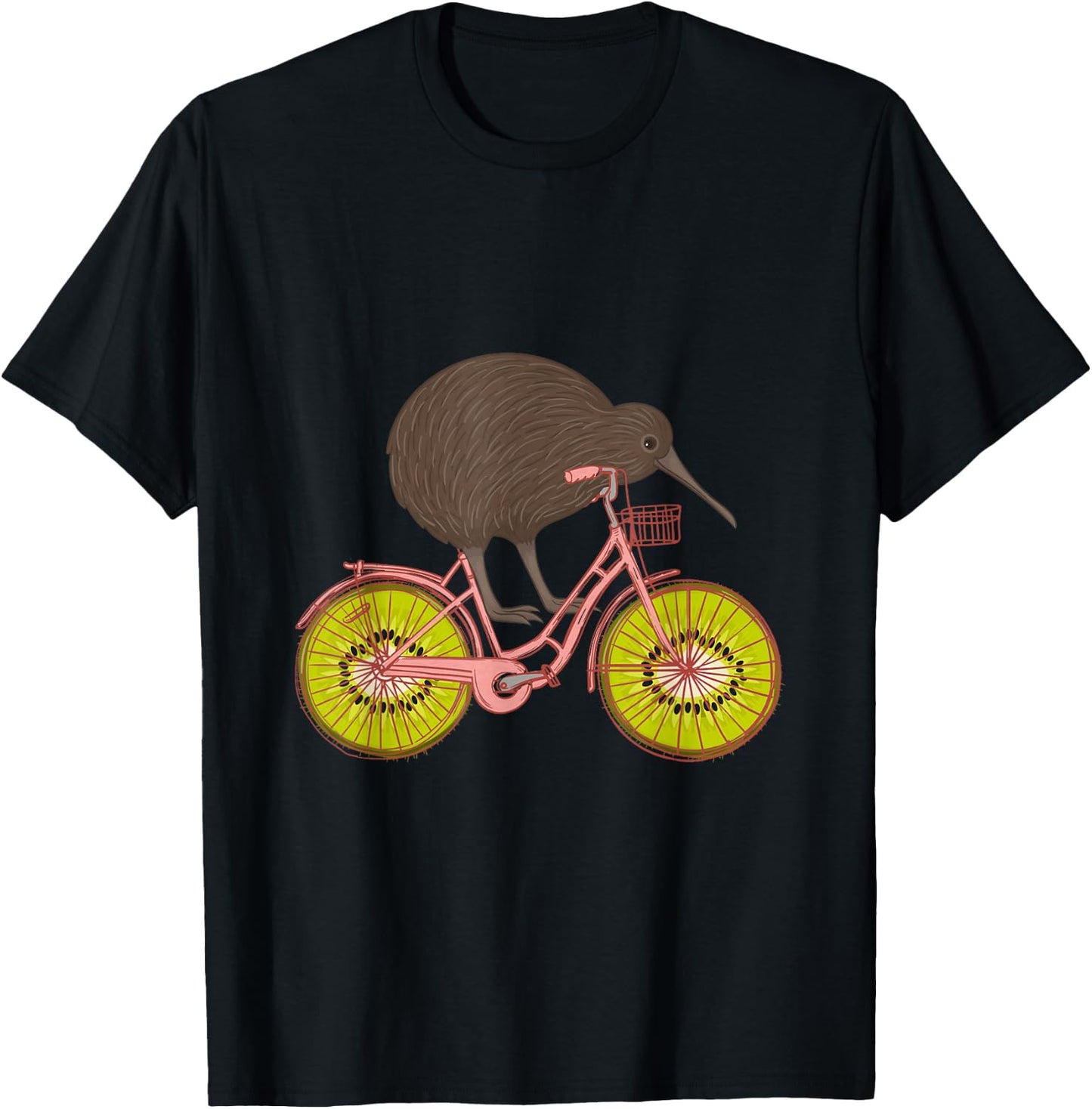 Cute Animal Kiwi Cycling New Zealand T-Shirt - T-Shirt | Black