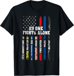 American Flag Thin Line Police Fire Military Nurse Responder Small T-Shirt - T-Shirt | Black
